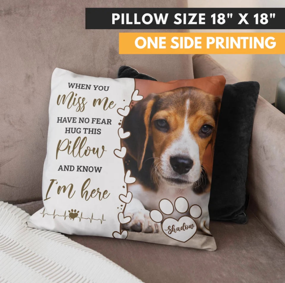Pet Memorial Gift, Dog Memorial Pillow Cover Personalized, Custom Loss of Pet Sympathy Gift with Pet's Picture, Pet Loss Gift for Dog Lover PL66