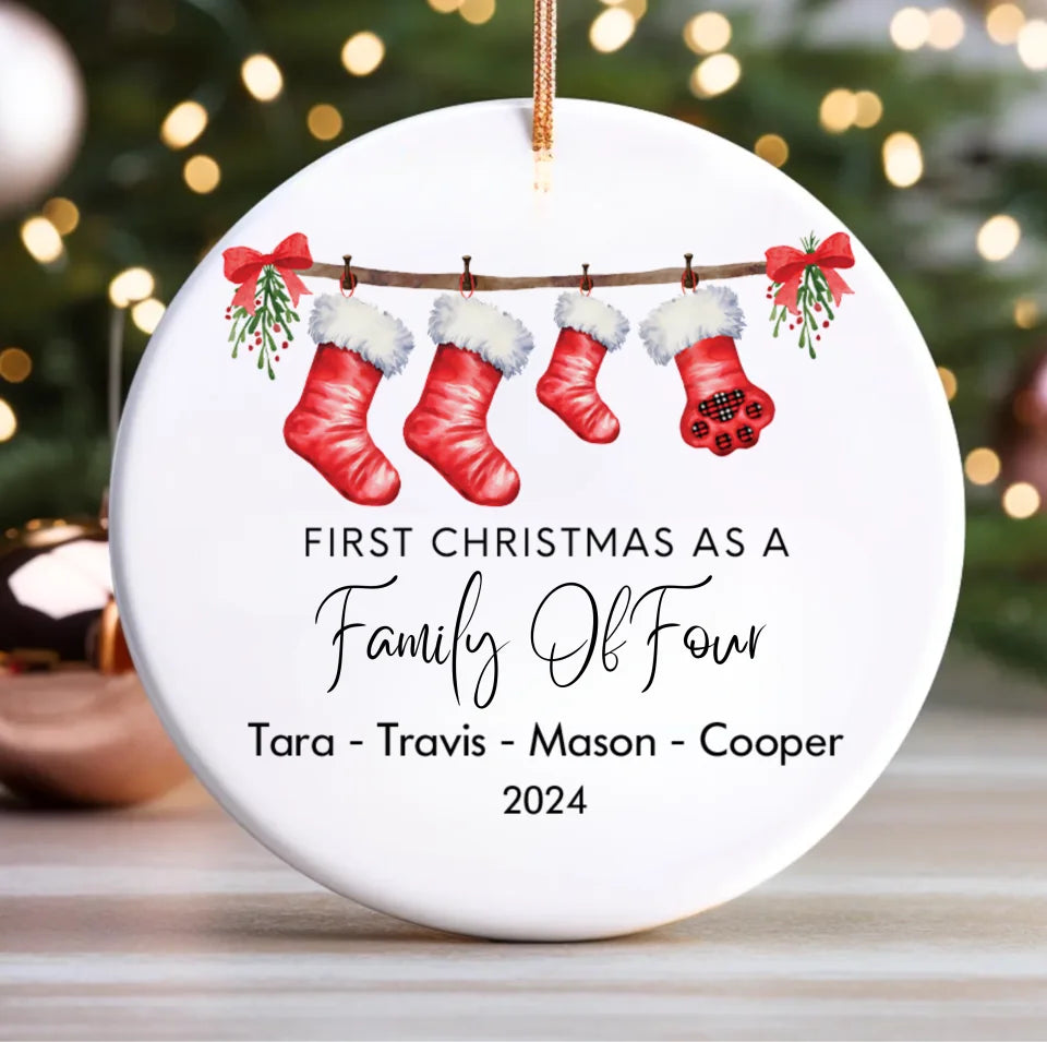 Personalized Family Of Three Christmas Ornament, Custom New Family Ornament, Baby's First Christmas Ornament, Personalized Family Ornament ONRE94