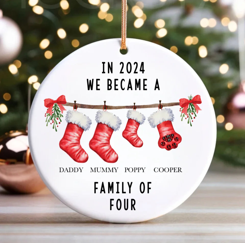 Personalized In 2024 we became a family of 4-10 Christmas Ornament, Custom New Family Ornament, Baby's First Christmas Ornament, Personalized Family Ornament ONQ63
