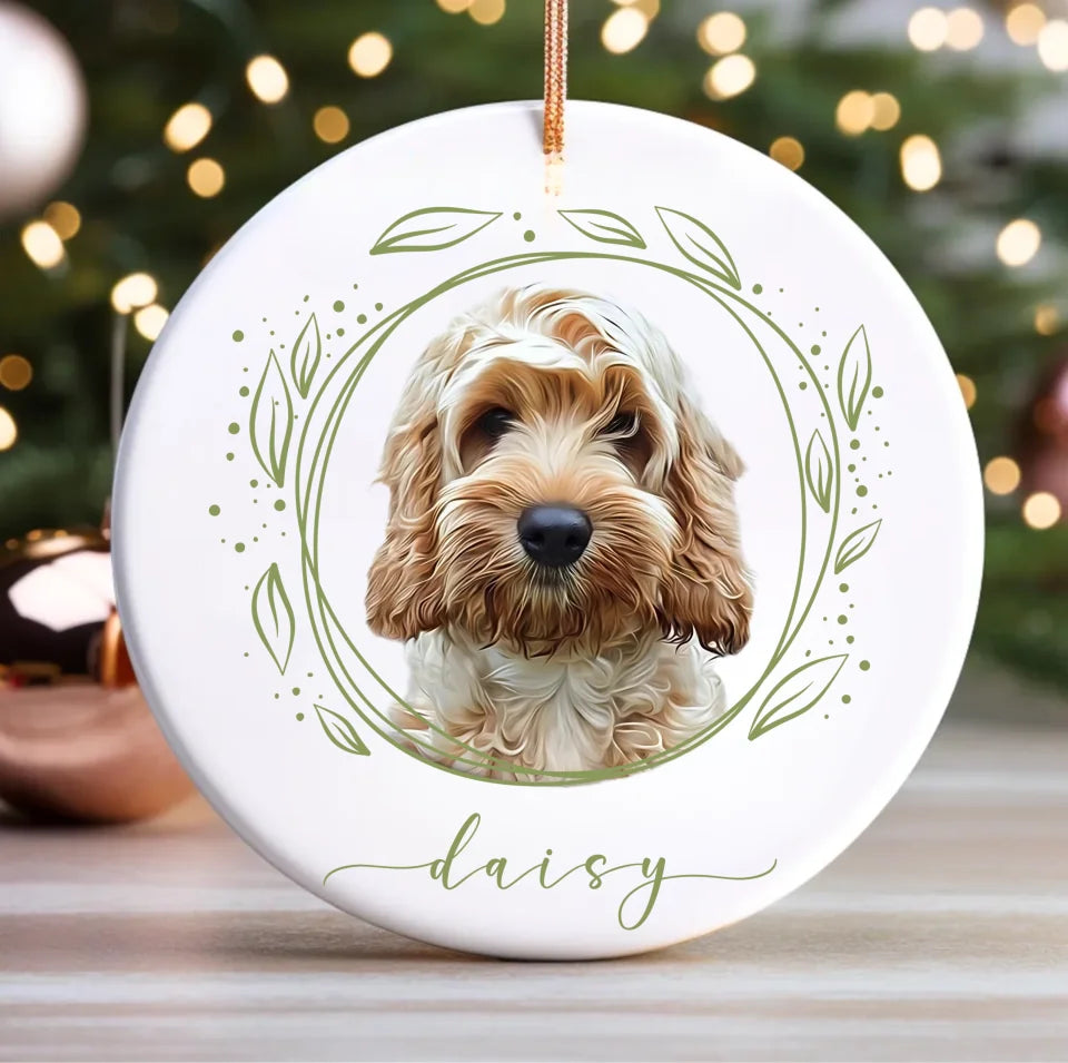 Personalized Pet Watercolor Memorial Ornament, Dog Photo Ornament, Custom Dog Ornament, Gift Sympathy ON1897