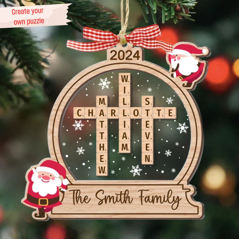 Personalized Family Crossword Ornament, Family Ornament, Family Names Puzzle, Christmas Ornament, 2024 Family Christmas Gift, Family Keepsake ONCR98