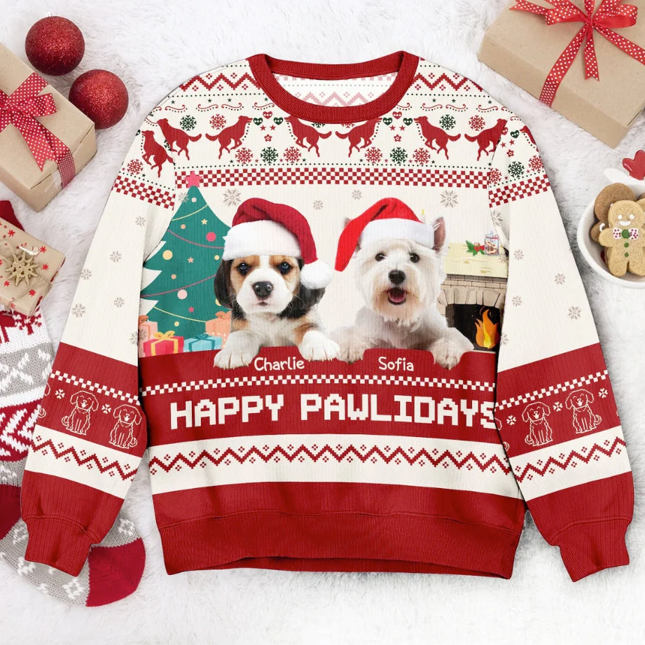 Personalized Dog &amp; Cat Photo Christmas Wool Sweater, Personalized Custom Dog Photo Wool Sweater, Funny Christmas Gift For Pet Owners, Pet Lovers WS69TH