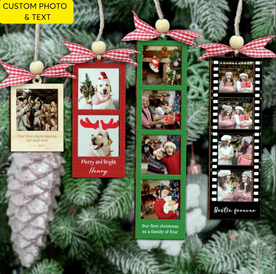 Personalized Photo Ornament, Photo Strip Ornament, Personalized Photo Strip Christmas Ornament, Christmas Ornament Photo Frame, First Married Ornament ONPHOTO22