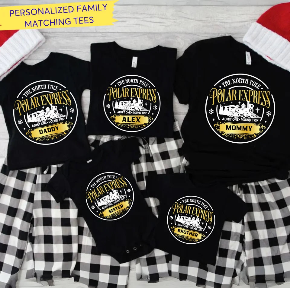 Personalized Family Christmas Shirt, Believe Christmas Shirt, Custom Name Christmas Shirt, All Aboard Christmas Shirt, Polar Express Shirt TFA49