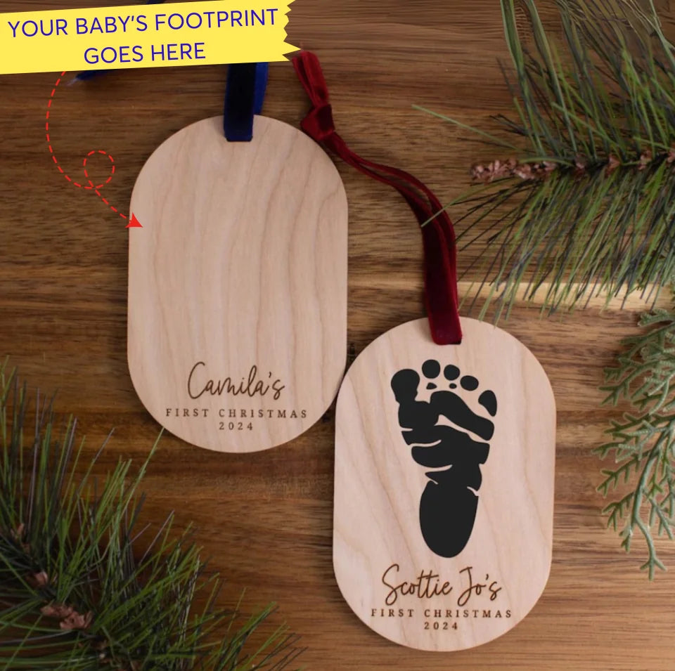 Personalized Baby's First Christmas Ornament, Footprint DIY Christmas Ornament, First Christmas Keepsake, Gift for Grandparents, Gift For New Parents ON589