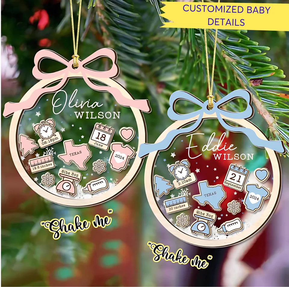 Personalized Baby's First Christmas Ornament 2024, Personalized Baby 1st Christmas Ornament, Custom New Baby Gift, 4D Shake Babies Ornament,Baby Keepsake ON156