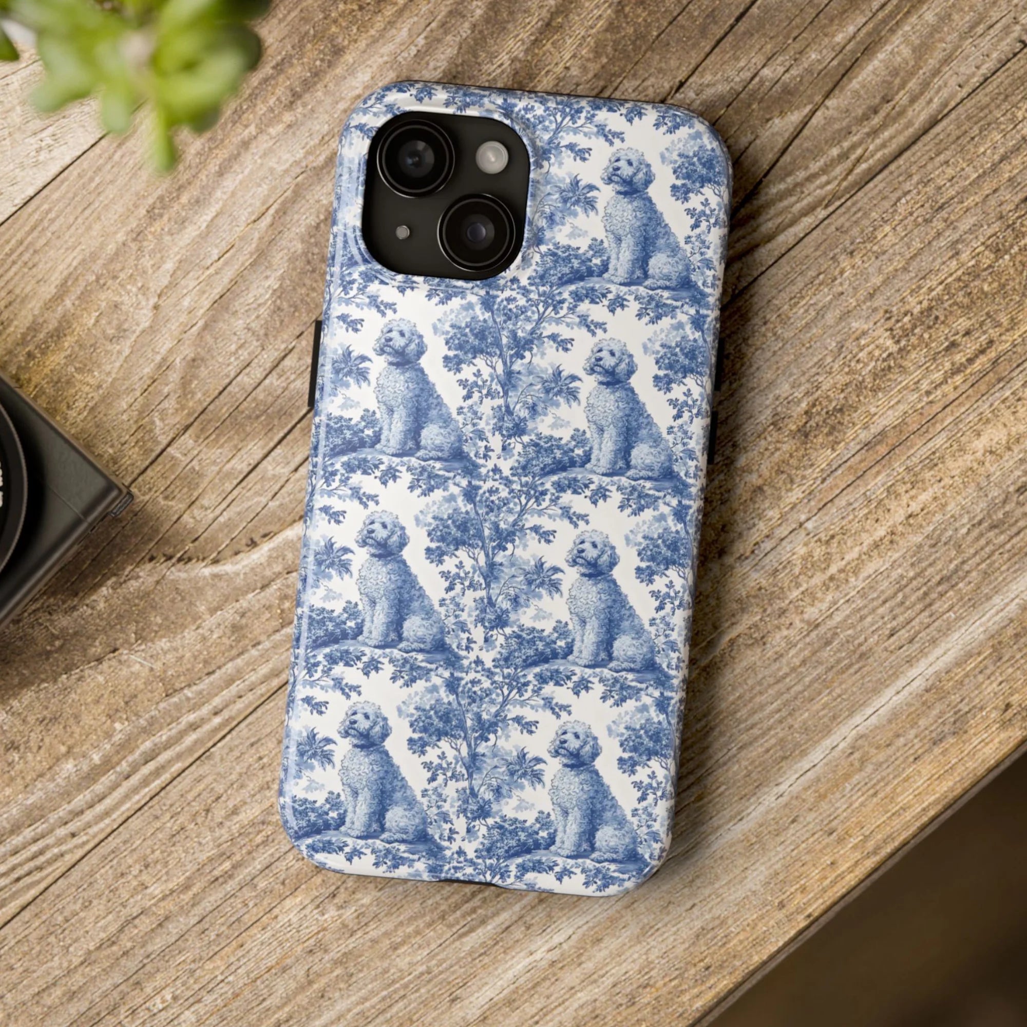 Golden doodle French Blue Toile de Jouy phone case, Golden doodle phon - Furry Joy Store Golden doodle French Blue Toile de Jouy phone case, Golden doodle phon - Furry Joy Store