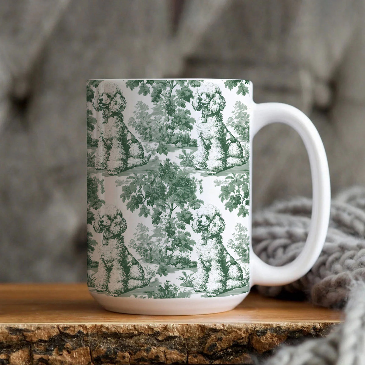 Poodle French Pastel Toile de Jouy Mug, Dog Coffee Mugs, Poodle Coffee Mug 15 oz 11 oz, Poodle Mom Gifts, Poodle Mugs, Poodle Lover Gift