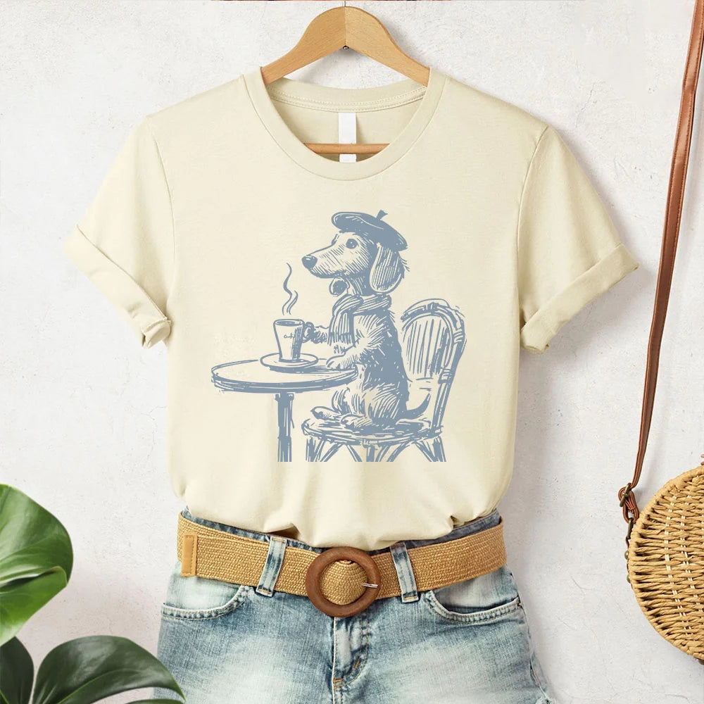 Dachshund Paris, Vintage Dog Shirt, Funny Tshirt, Funny Dog Shirt, French Dog T-Shirt, Dog Mom Shirt Coffee Dog, Wiener Dog Mom, Doxie Dad