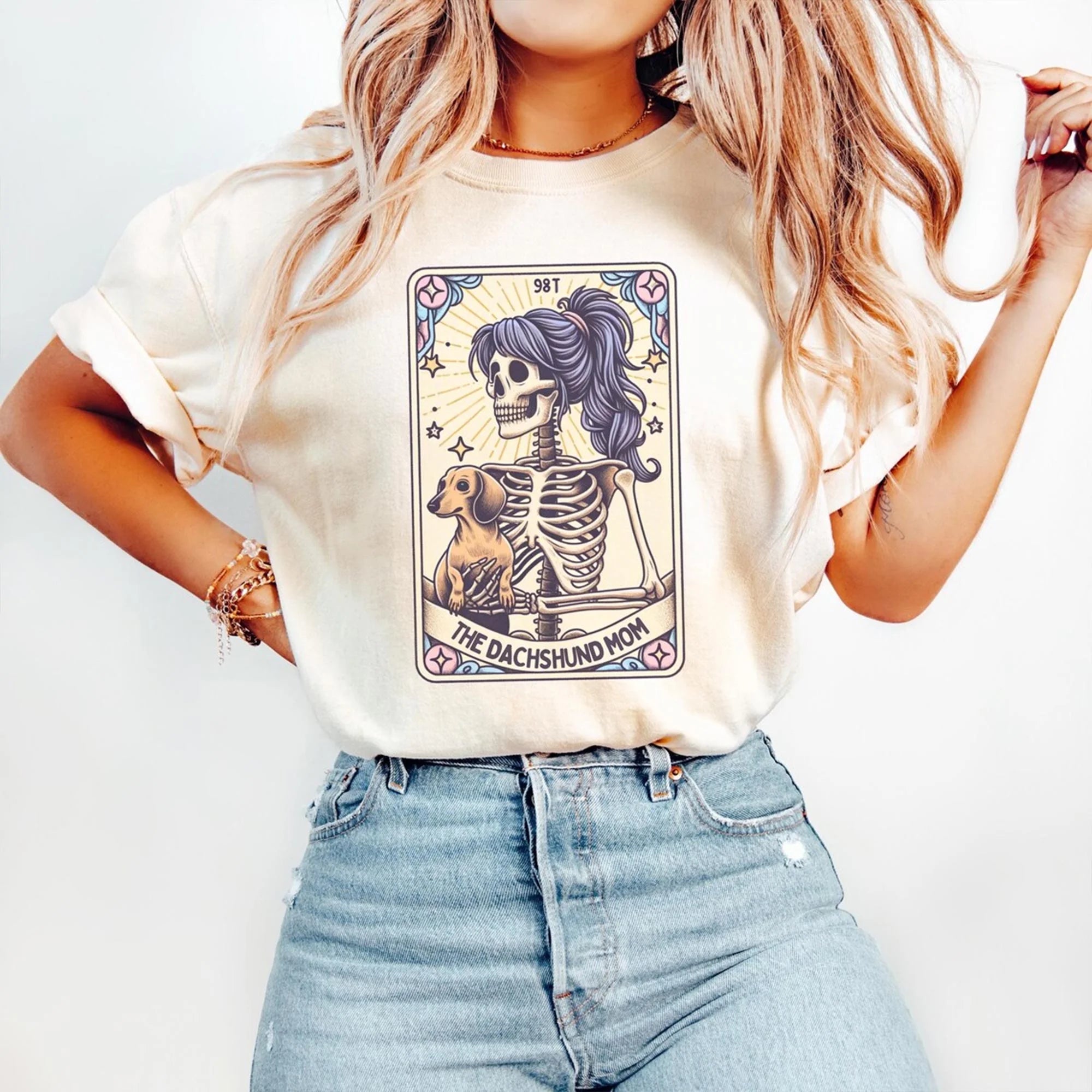 Dachshund Shirt, Comfort Colors Dachshund Mom Tarot Card T-shirt, Wiener Dog Halloween Tee, Doxie Mama shirt, Dachshund Dog Shirt for Women