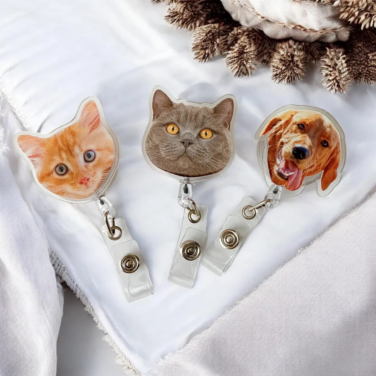 Custom Cat Badge Reel Funny, Dog Badge Reel, Acrylic Badge Clips , Nurse Badge Reel, Christmas Badge Reel, Retractable Badge Holder, ID Badge Buddy