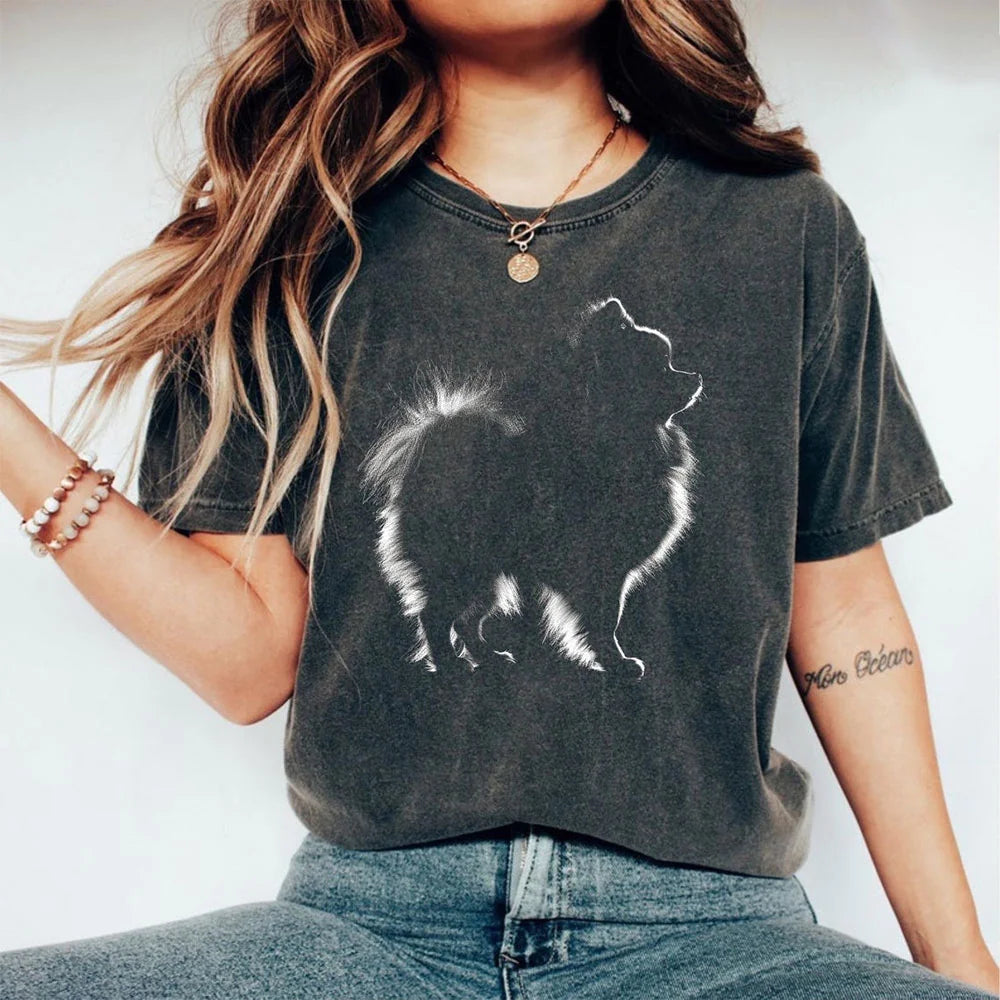 Pomeranian Silhouette T-shirt, Pomeranian Shirt, Pomeranian Gifts, Gift for Pomeranian Owner, Pom Dog Shirt Pommy Mommy Shirt