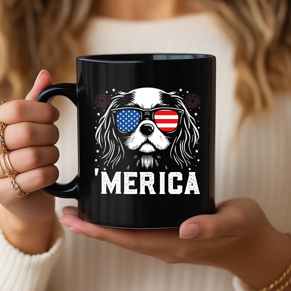 Cavalier King Charles 'Merica Mug | 4th of July Dog Lover Gift | Patriotic Cavalier Coffee Cup | USA Dog Mom Mug | Cavalier Tea Cup
