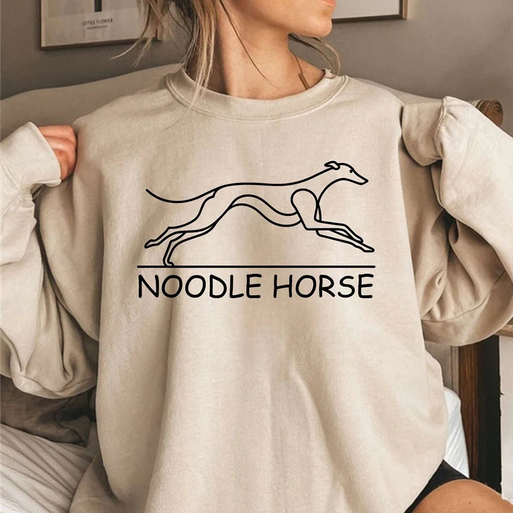 Greyhound Lover Crewneck Sweatshirt | Sighthound Sweater | Noodle Horse Pullover | Whippet &amp; Greyhound Shirt | Greyhound Gift