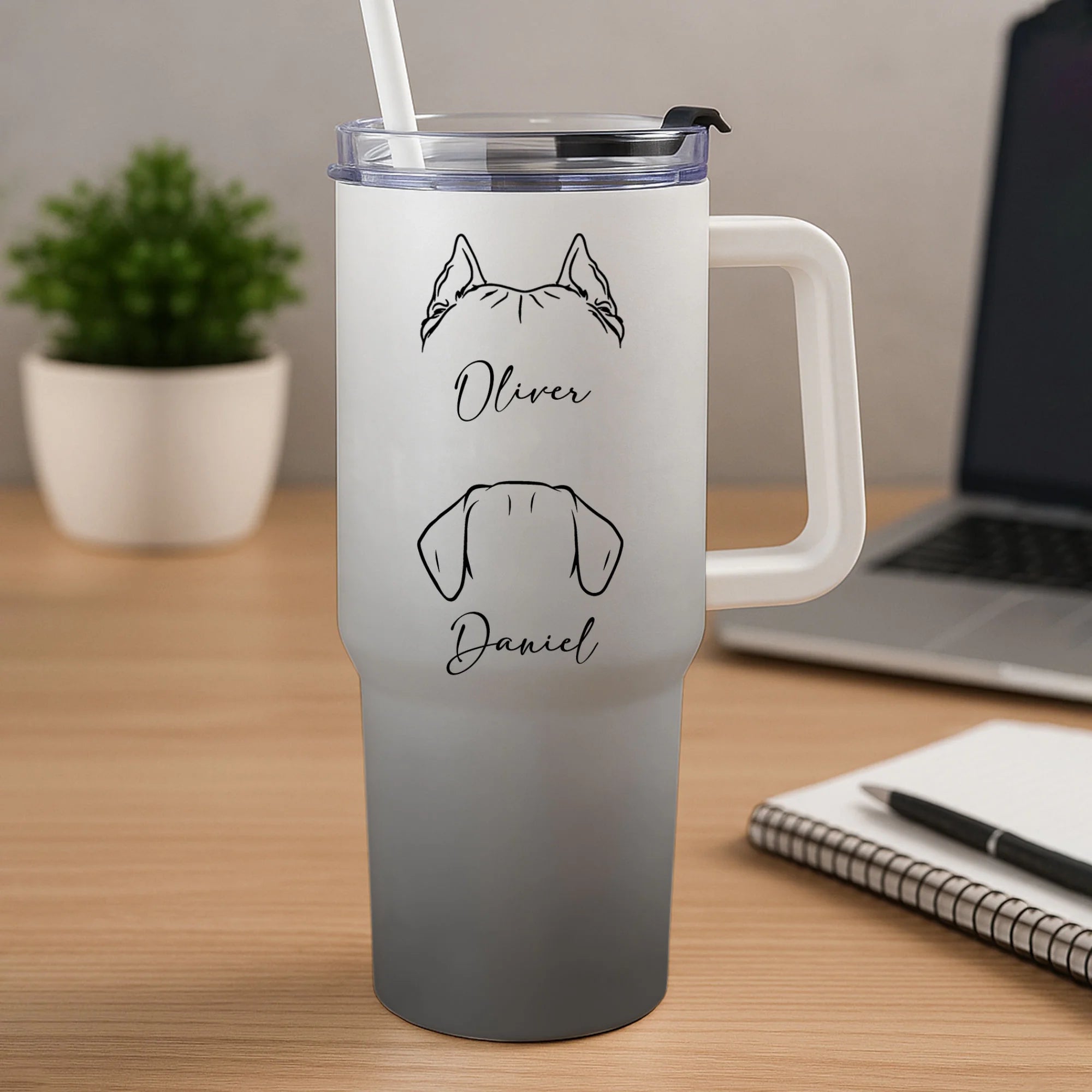 Personalized Dog Mom Tumbler 40oz, Custom Dog Ear Tumbler With Name, Dog Mom Gift For Her, Dog Dad Gift, Dog Ear Travel, Dog Cup