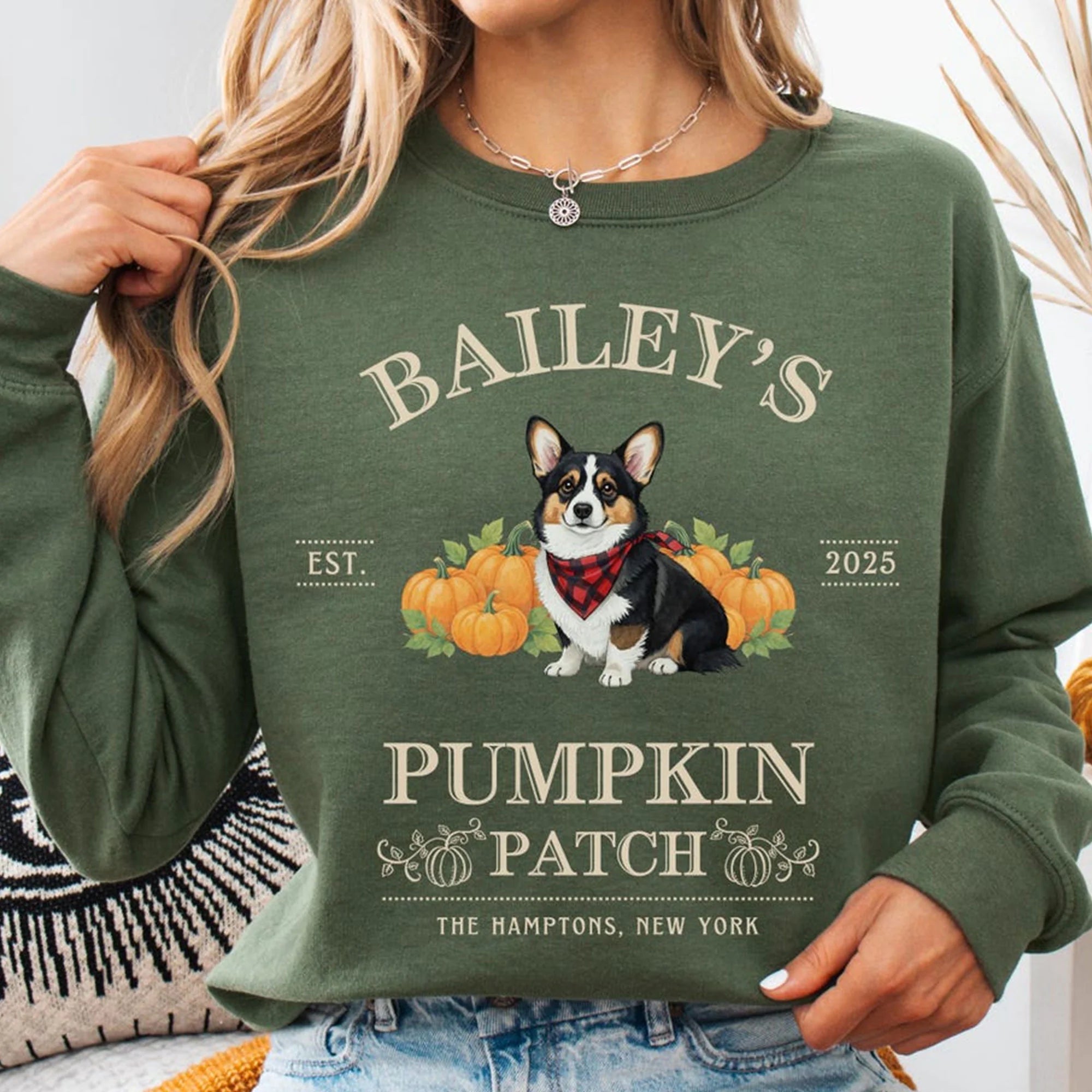 Corgi Halloween Sweatshirt Personalized Corgi Shirt Pumpkin Farm Sweater Dogs Fall Crewneck Corgi Mom Thanksgiving Gift Corgi Dog Lovers