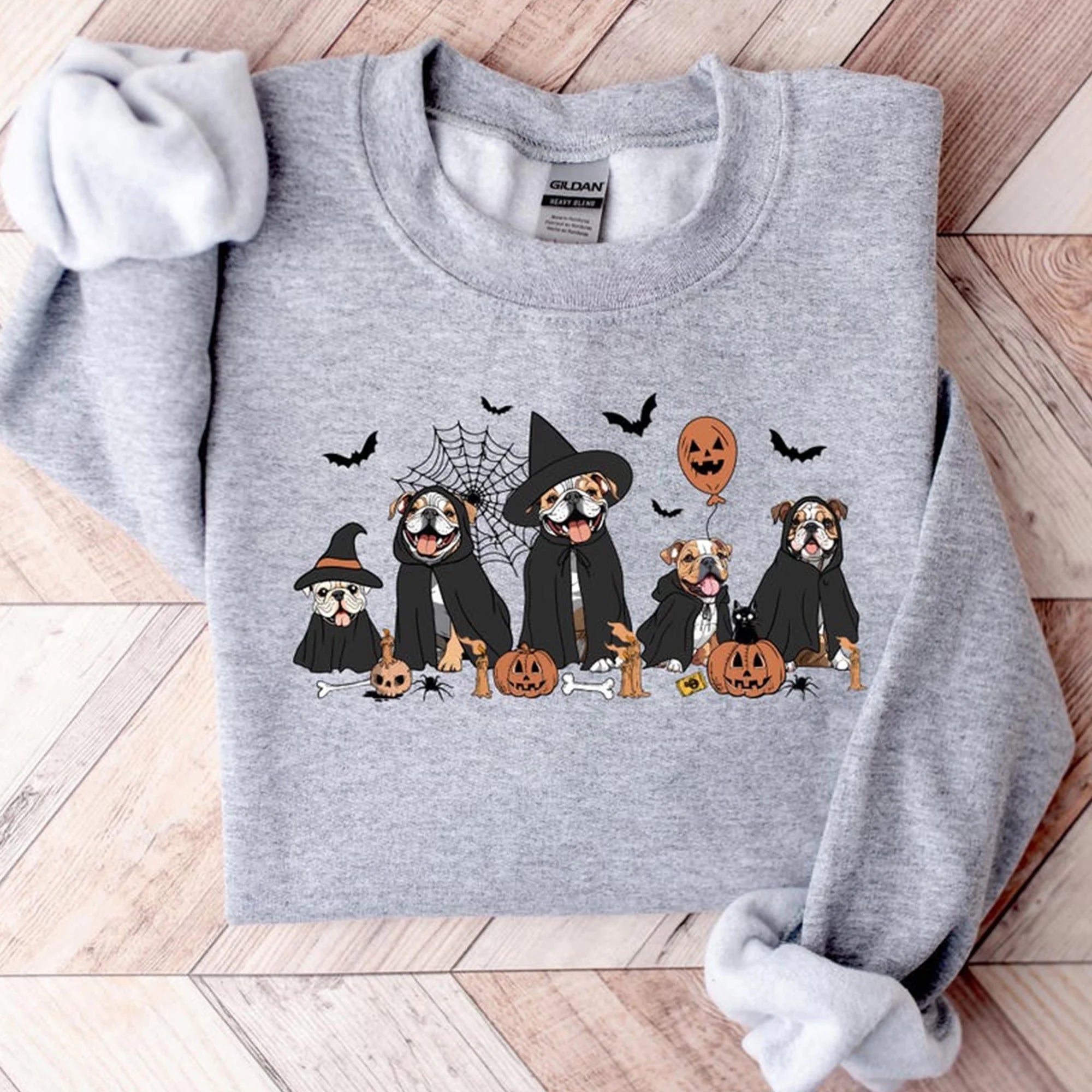 Bulldog Halloween Sweatshirt, Ghost And Witch Bulldog shirt, Bulldog shirt, Dog Lover Gift, Ghost Dog Shirt, Сute Ghost Dog T-shirt, Dog Tee
