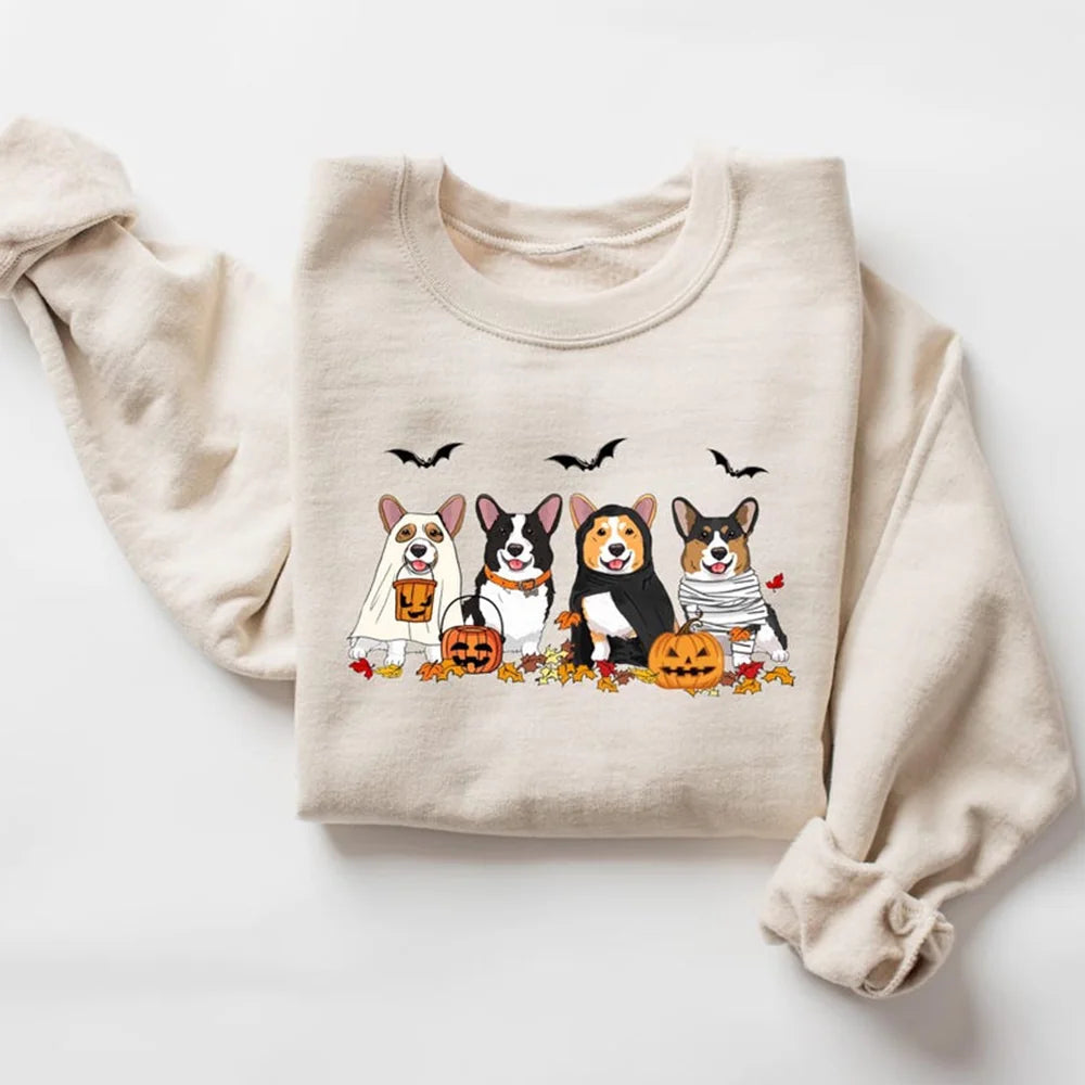 Halloween Dog Sweatshirt, Corgi Ghost Dogs sweatshirt, Halloween Sweatshirt, Halloween Sweater, Ghost Dog Shirt, corgi mom shirt