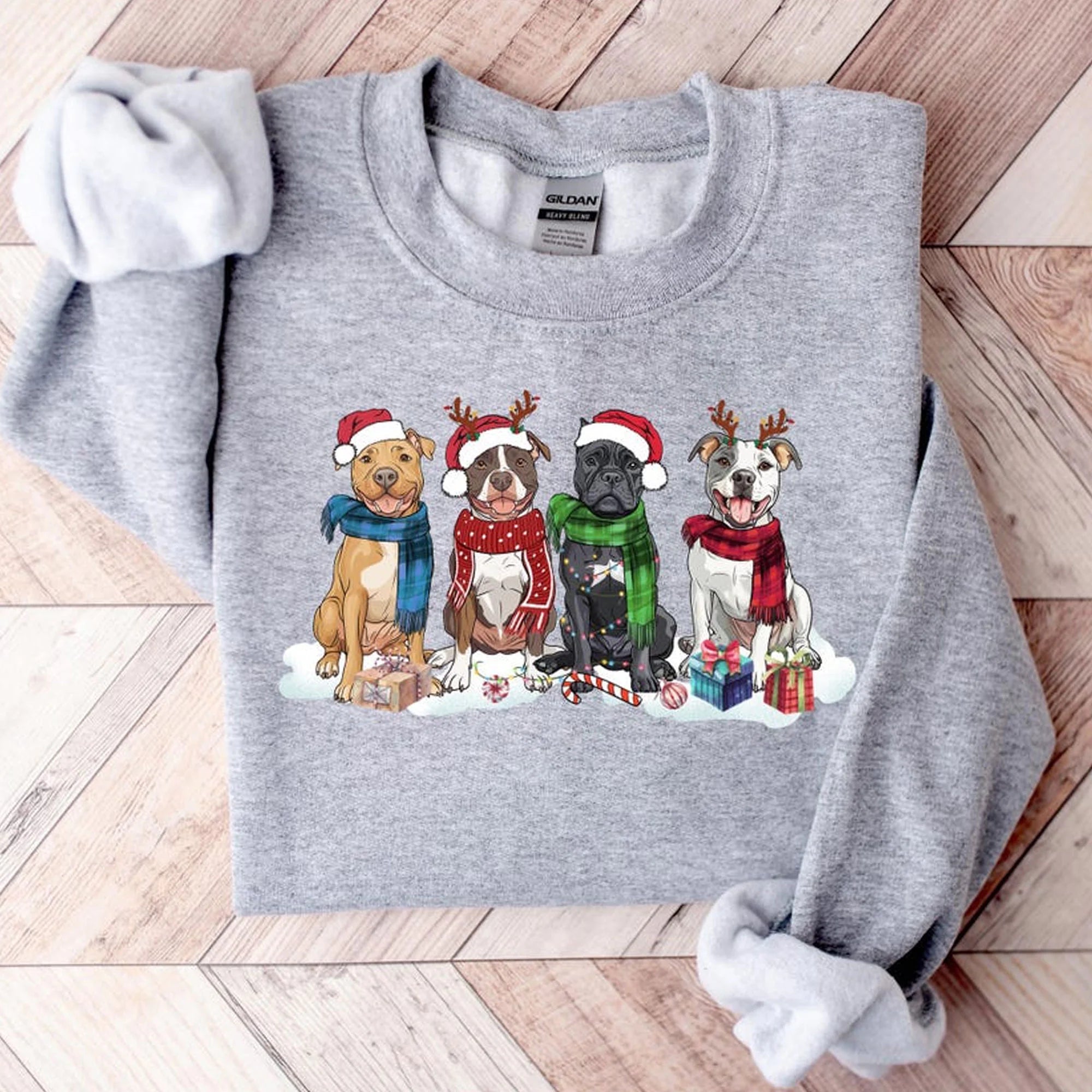 Christmas Dog Sweatshirt, Pitbull Christmas Shirt, Dog Owner Christmas Gift,Pitbull Mom Gift, Christmas Crewneck, Holiday Sweater, Xmas Tee