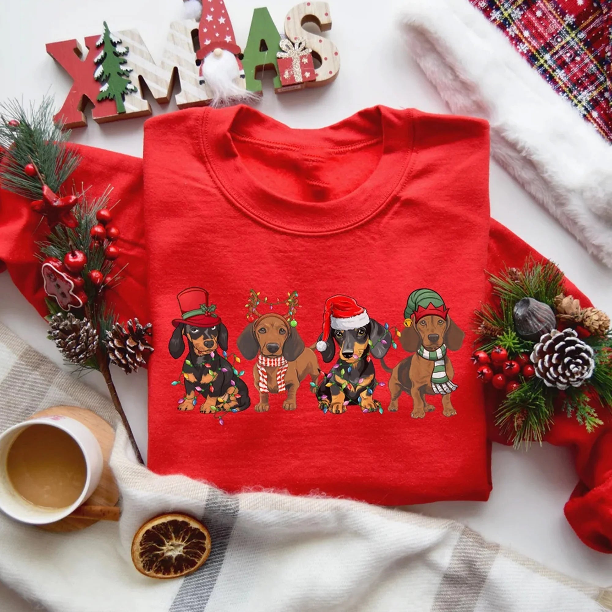 Dachshund Christmas Sweatshirt, Dog Lover Gift, Holiday Sweaters, Christmas Dachshund Shirt, Christmas Crewneck, Dog Mom Shirt, Xmas Tshirt