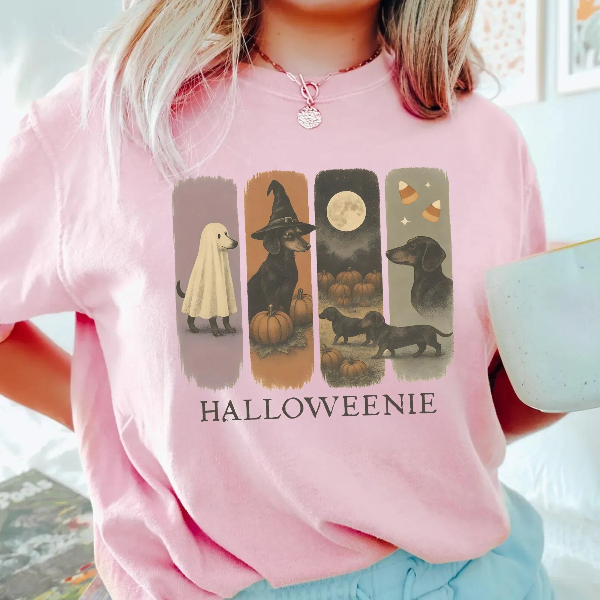 Dachshund Halloween Shirt, Comfort Colors Halloweenie T-shirt, Doxie Dog Mom Gift, Fall Tee for Women, Weiner Dog Gifts for Spooky Season
