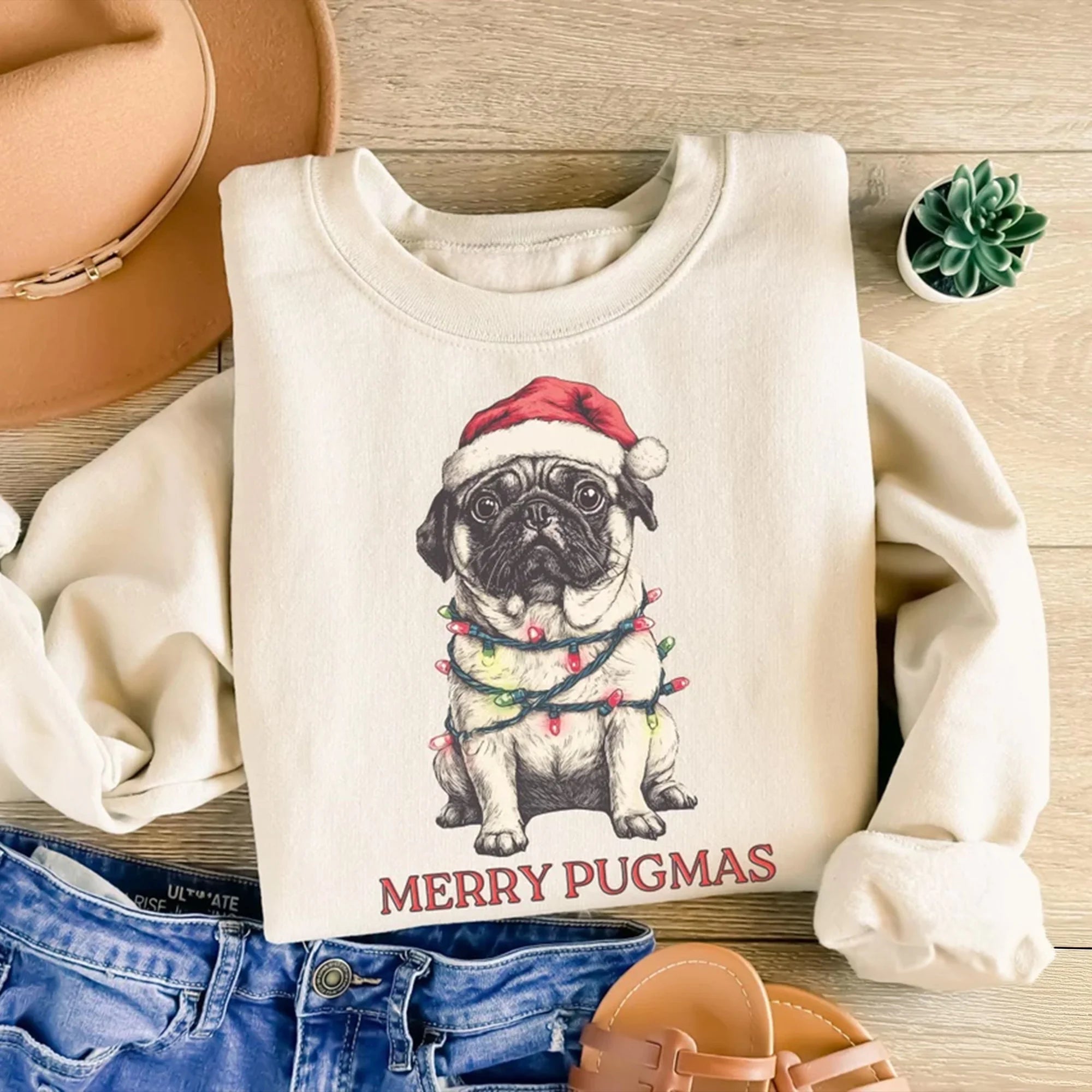 Merry Pugmas Sweater, Christmas Pug Sweatshirt, Pug Mom Christmas Shirt