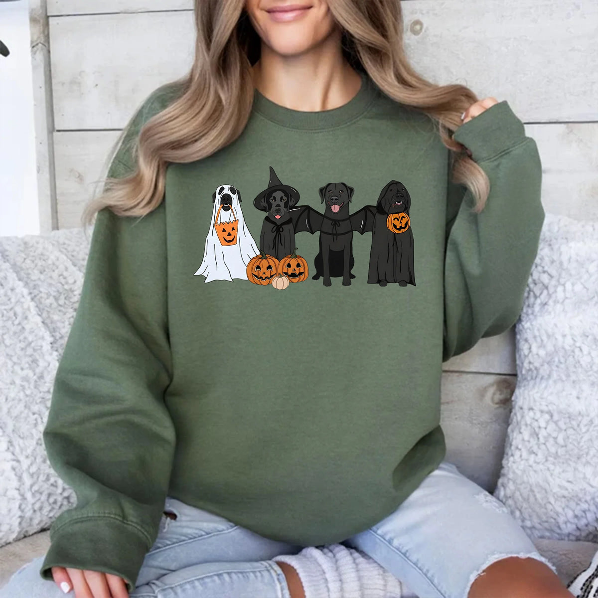 Black Labrador Halloween Sweatshirt, Ghost Dogs Sweatshirt, Halloween Dog, Halloween Shirts, Fall Sweater, Spooky Season, Dog Lover Gift