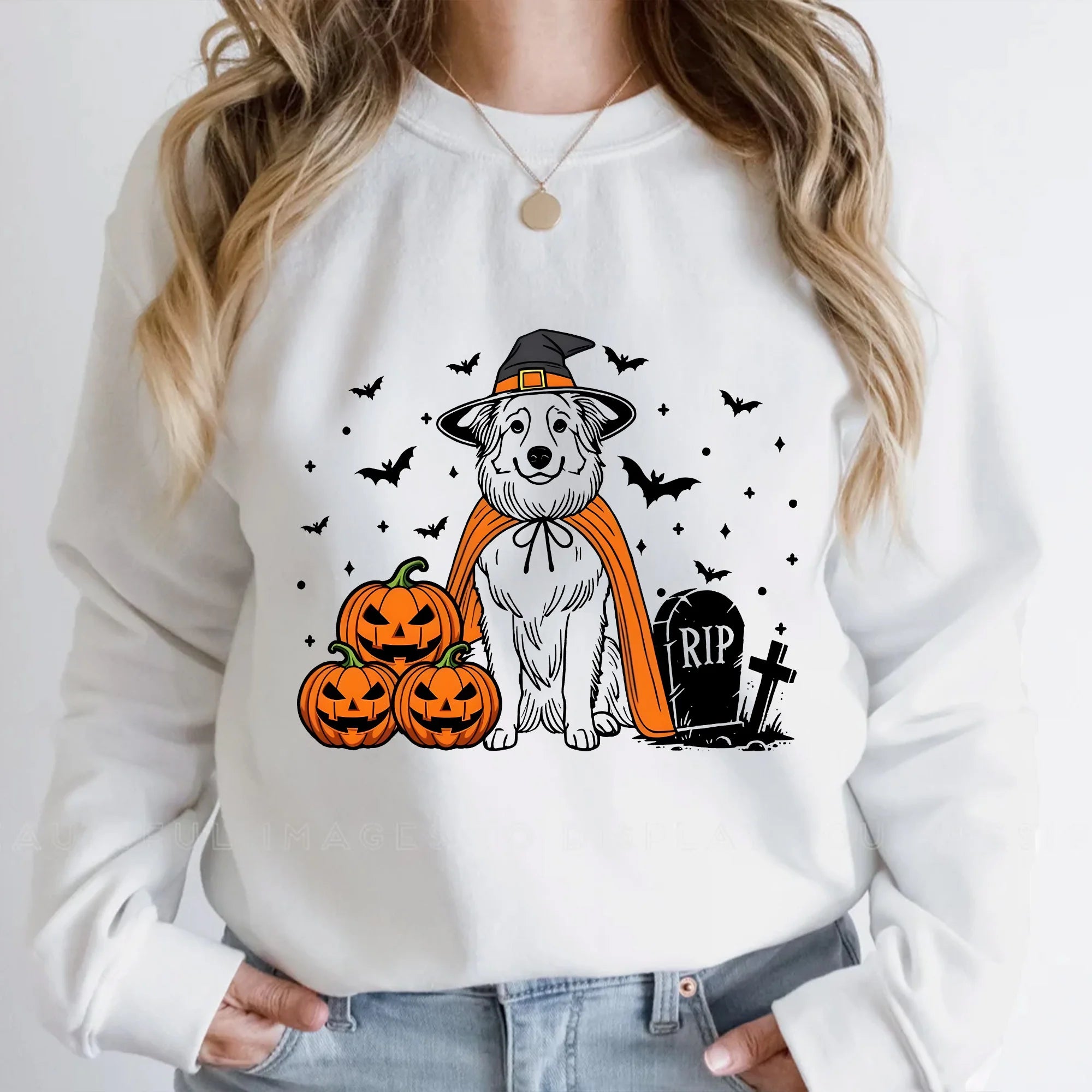 Australian Shepherd Halloween Sweatshirt | Spooky Aussie Witch Sweater | Pumpkin Aussie Dog| Funny Halloween Dog Lover Gift | Aussie Sweater