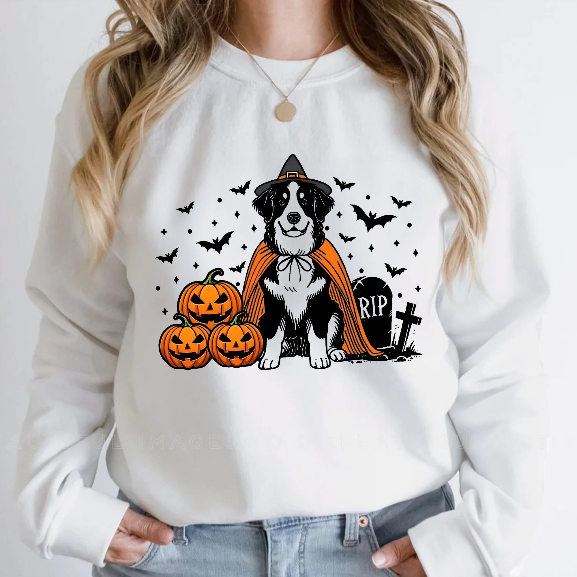 Bernese Mountain Dog Halloween Sweatshirt | Berner Dog Crewneck | Spooky Bernese Dog Sweater | Bernese Mountain Dog Lover | Bernese Dog Mom