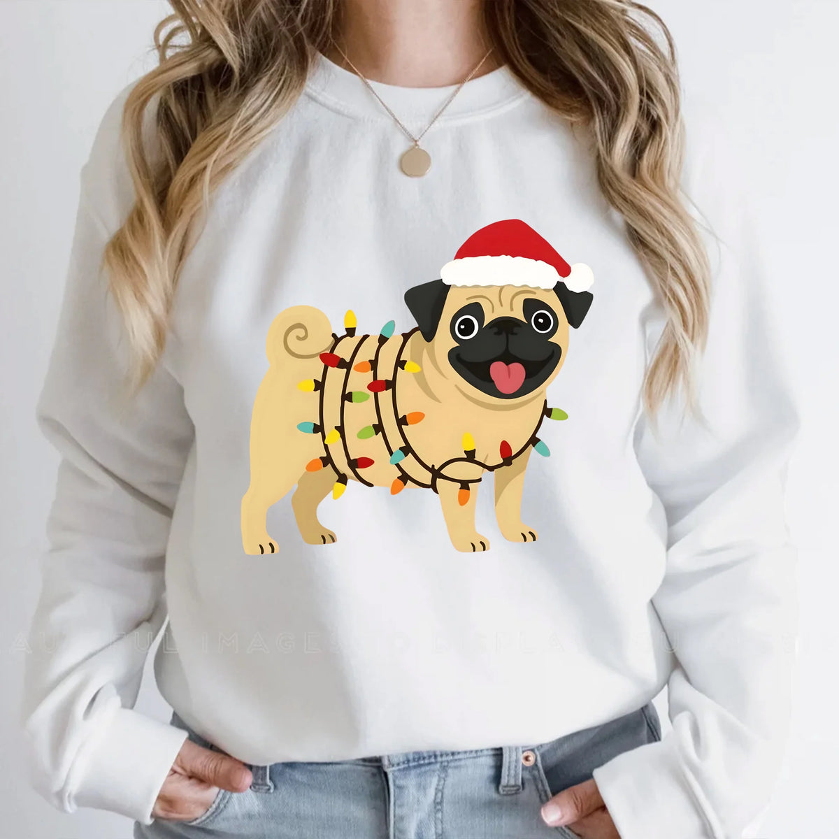 Christmas Pug Dog Sweatshirt, Xmas Pug Sweater, Cute Pug Dog Sweater, Pug Dog Lover Gift, Holiday Pug Mom &amp; Dad Sweatshirt