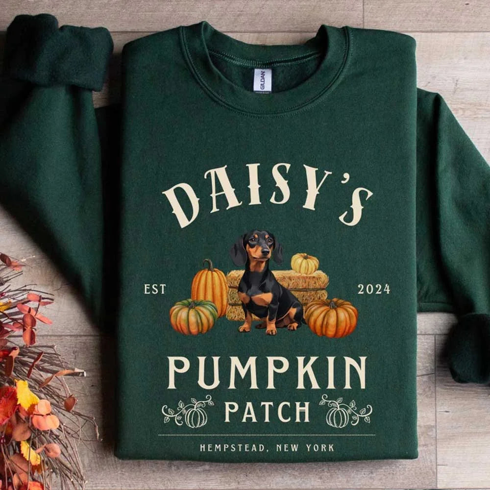 Fall Dachshund Sweatshirt, Personalized Dachshund Shirt, Wiener Dog Shirt, Halloween Doxie Mom Crewneck, Fall Dog Sweater, Dachshund Lover
