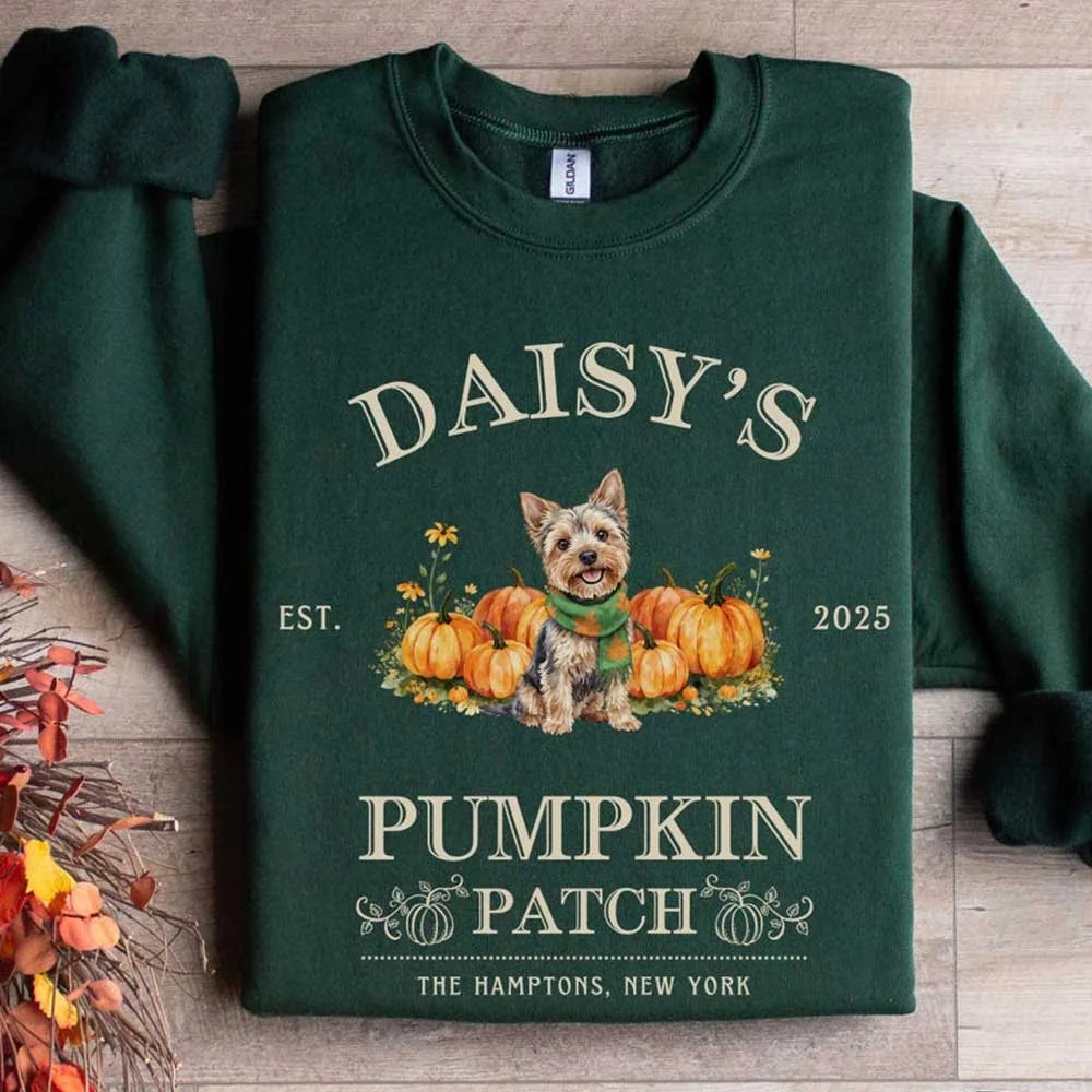 Halloween Yorkshire Sweatshirt Pumpkin Farm Shirt Yorkshire Terrier Sweater Personalized Dogs Gift Thanksgiving Crewneck Terrier Dog Gifts
