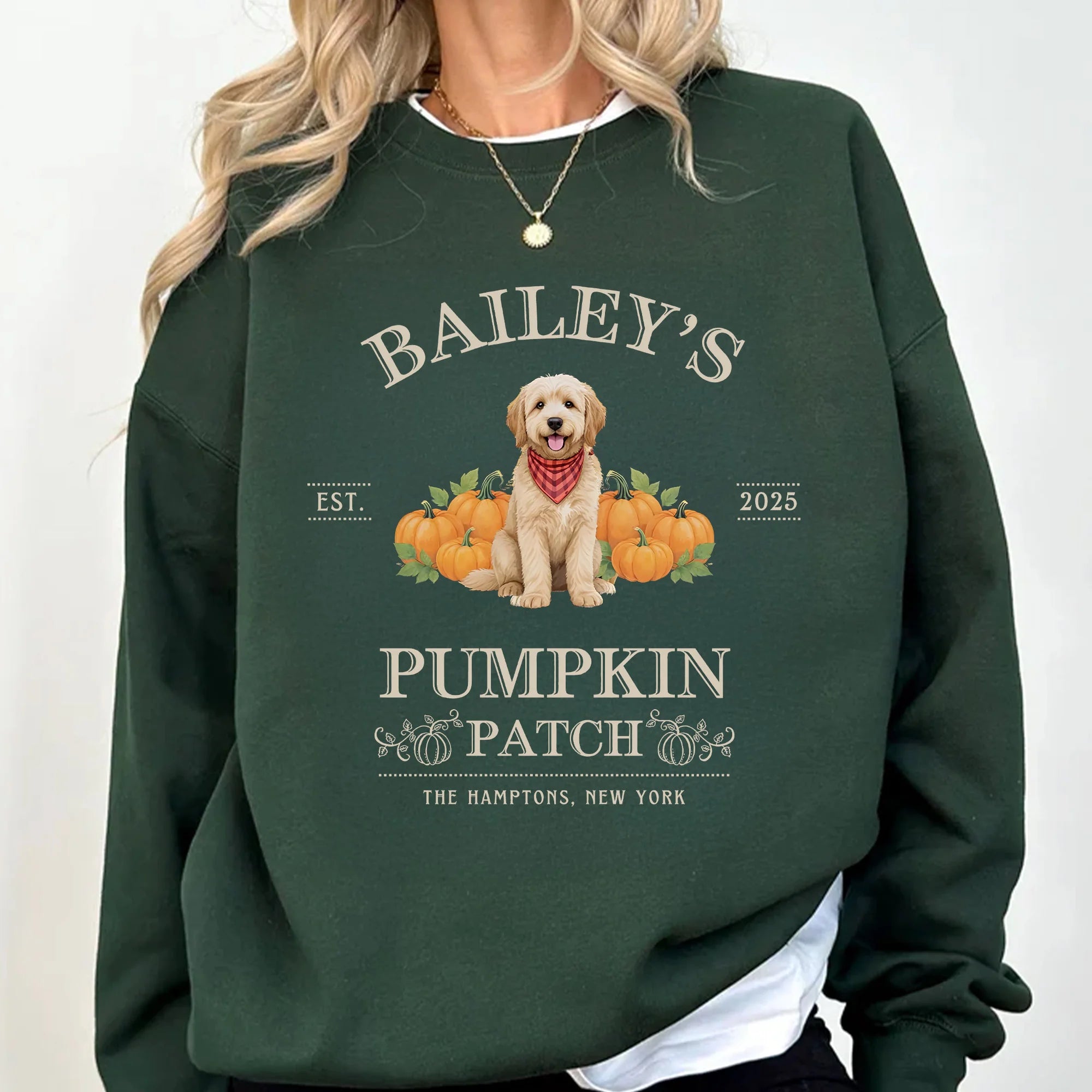 Goldendoodle Sweatshirt Halloween Goldendoodle Shirt Personalized Dog Sweater Pumpkin Farm Crewneck Dog Mom Gift Golden Doodle Shirts Fall