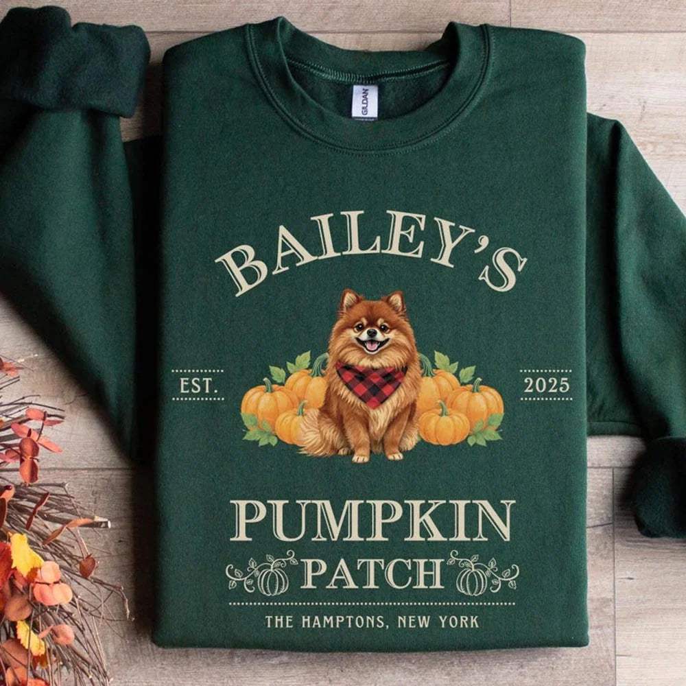 Pomeranian Sweatshirt Halloween Dogs Shirt Personalized Pomeranian Sweater Pumpkin Farm Dog Crewneck Pom Mom Gift Pomeranian Shirts Fall