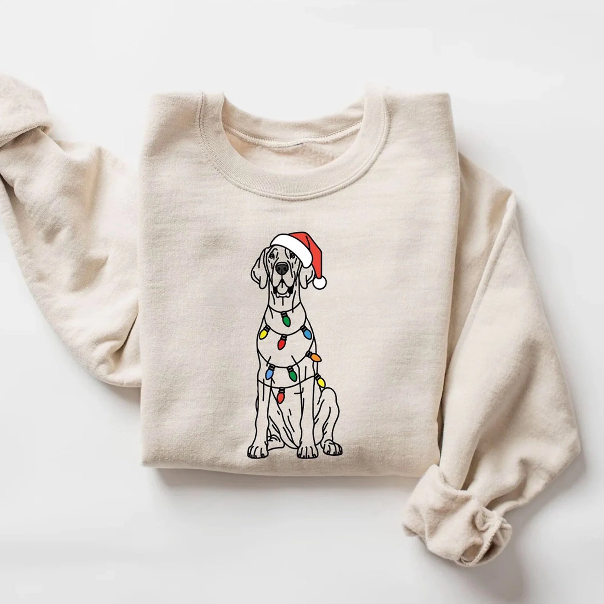 great dane dog sweater Great Dane Christmas Sweatshirt | Holiday Great Dane Lover Shirt | Santa  Hat Dog Crewneck | Festive Dog Sweater