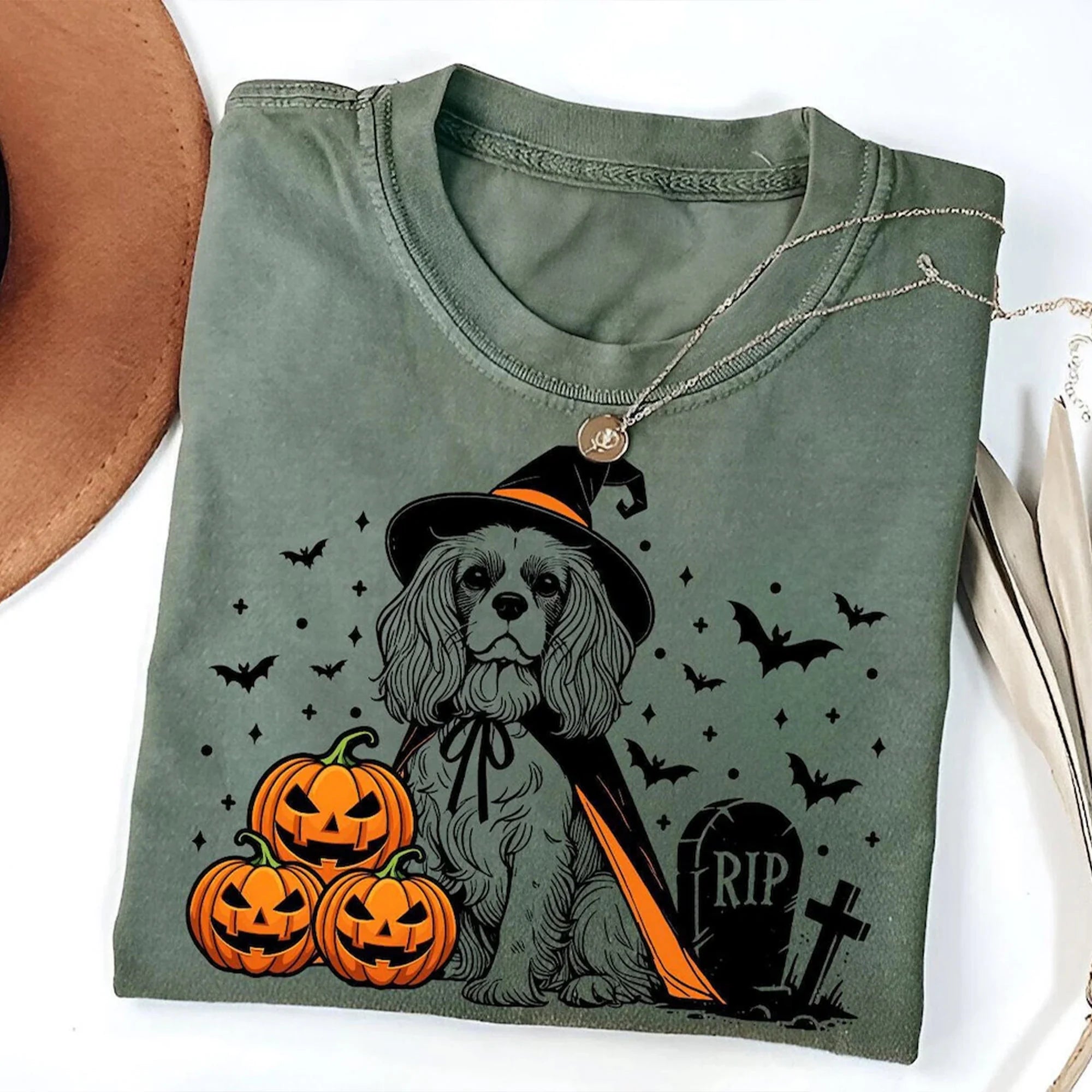 Halloween Cavalier King Charles Spaniel Shirt | Spooky Dog T-Shirt | Pumpkin Witch Dog Tee | Cavalier Dog Lover Halloween | Cavalier Mom Tee