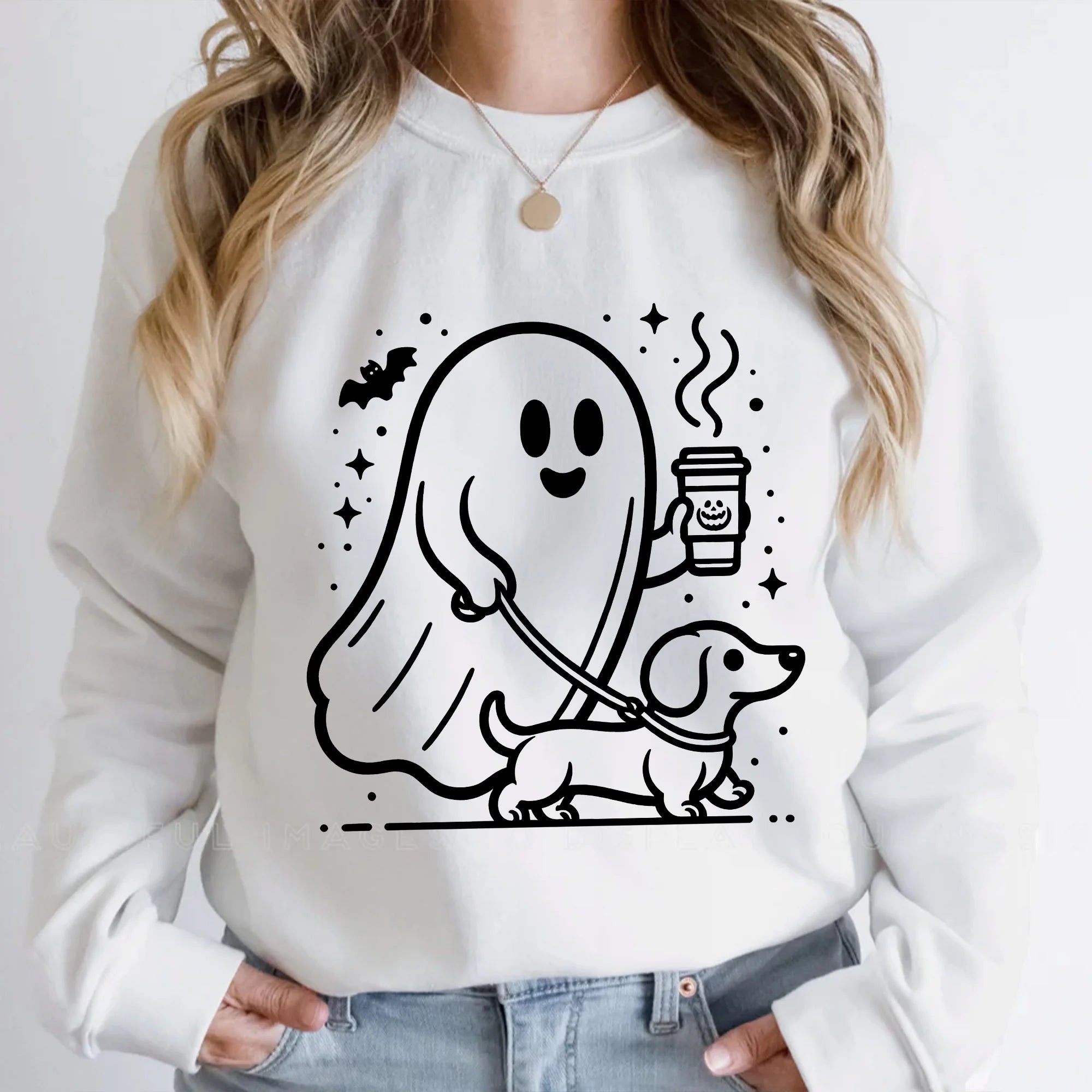 Halloween Ghost Sweatshirt, Halloween Dog Sweatshirt, Dachshund Halloween Sweater, Spooky Ghost Shirt, Spooky Season, Weenie Dog, Weiner Dog