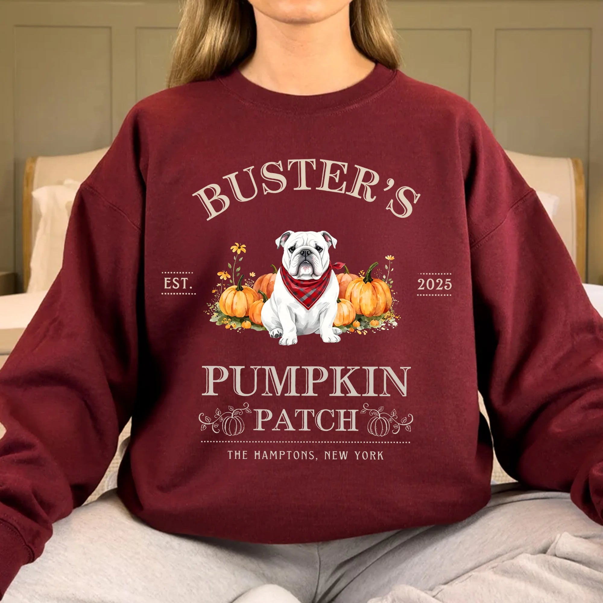 English Bulldog Sweatshirt, Pumpkin Farm Crewneck, Halloween Dogs Shirt, Personalized Bulldog Sweater, Bulldogs Mom Gift English Bulldog Shirts