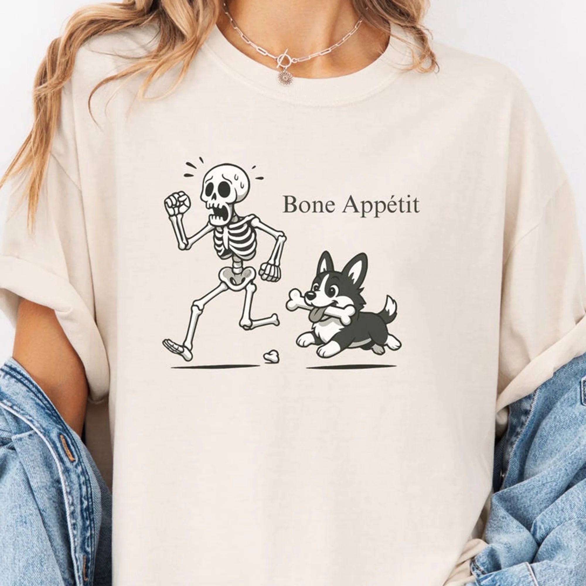 Cozy Comfort Colors Dog tee Tee for Pet Lovers, Skeleton Chase Corgi Sweatshirt, Funny Halloween Dog Tee, Funny Corgi Skeleton Halloween tee