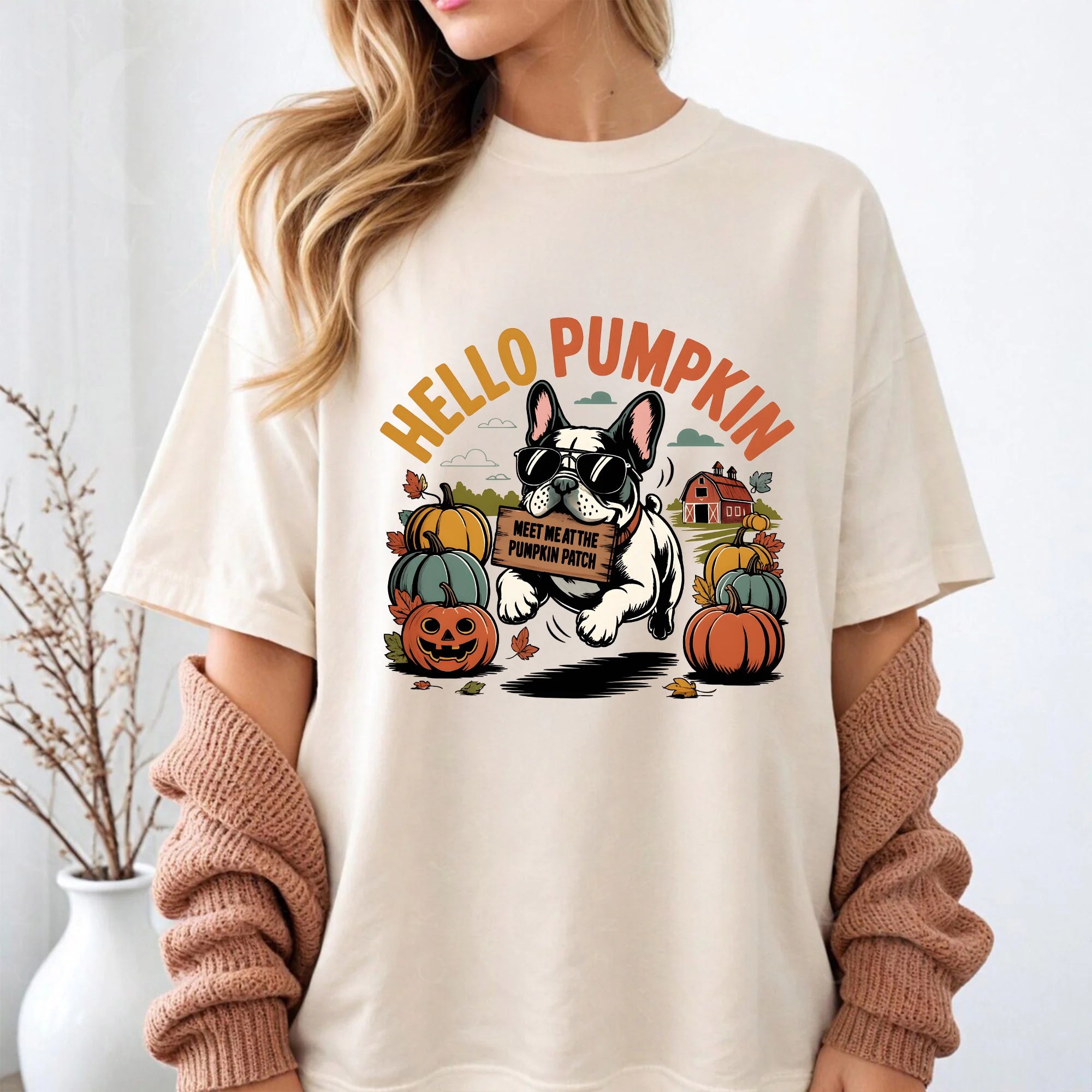 Comfort Colors French Bulldog Fall T-Shirt –Dog Tee, Cute Autumn Dog Mom Shirt, Pumpkin Patch Outfit, Halloween Frenchie Gift, Pet Lover Shirt