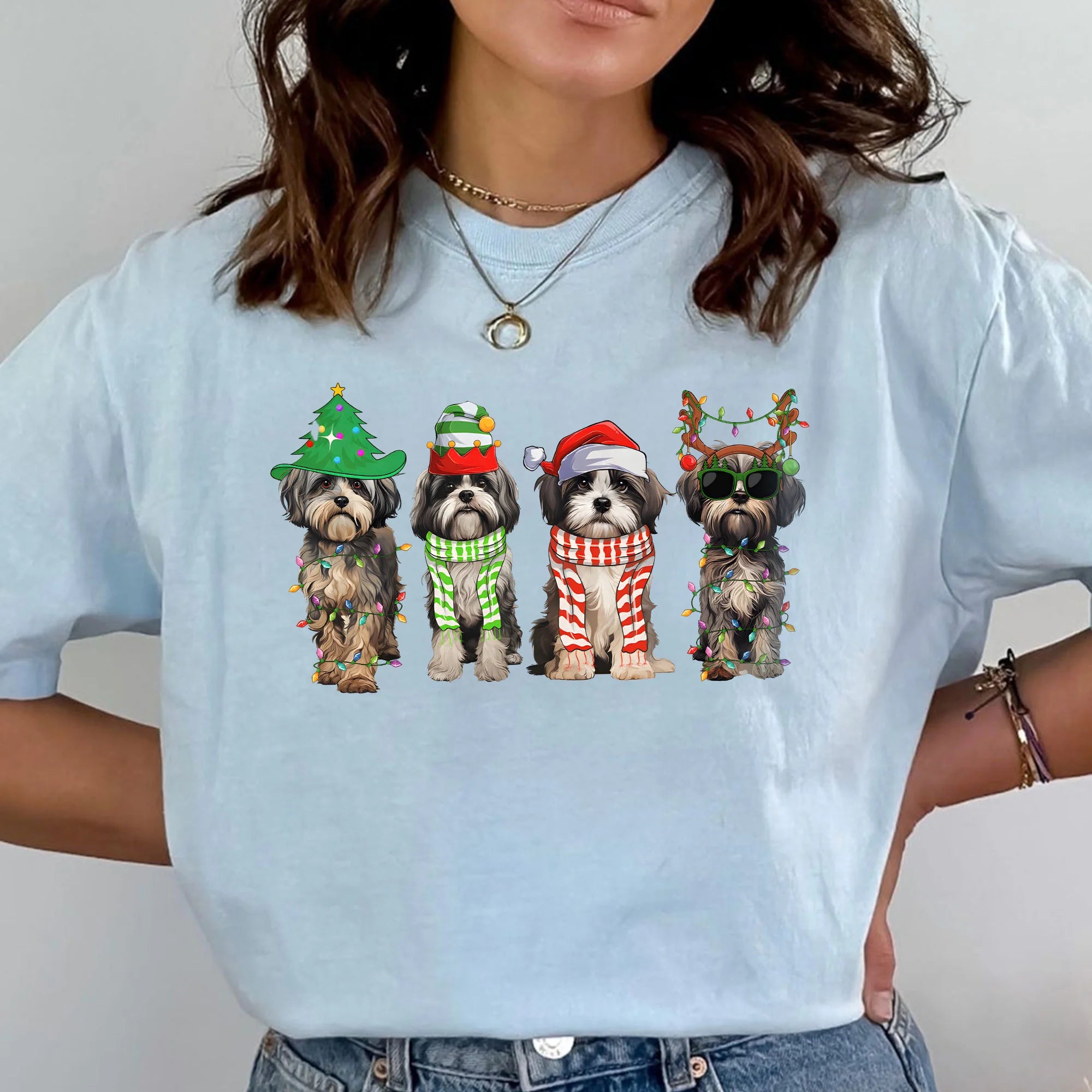 Shih Tzu Christmas Sweatshirt, Dog Lover Gift, Holiday Sweaters, Christmas Shih Tzu Shirt, Christmas Crewneck, Dog Mom Shirt, Xmas Tshirt