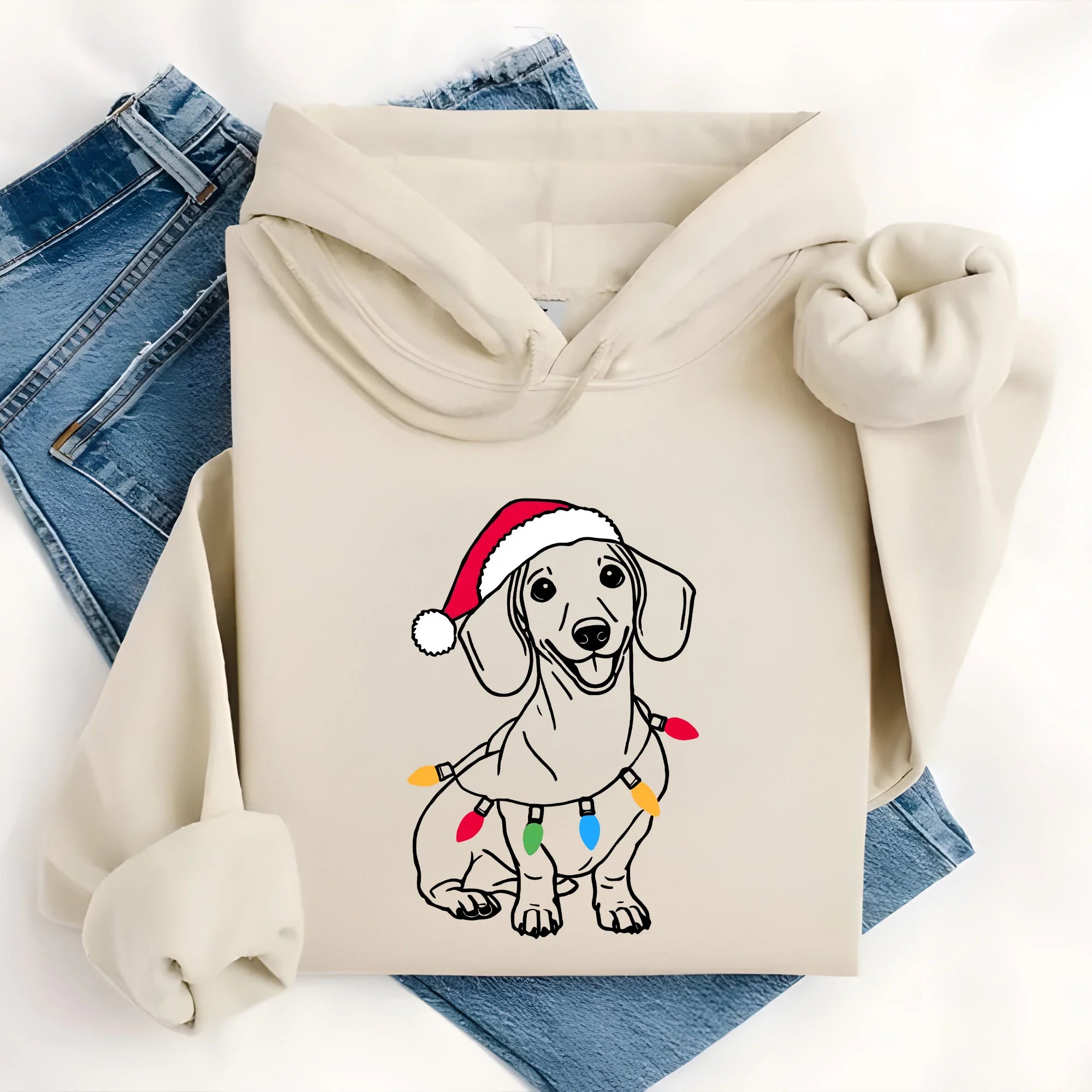 Dachshund Christmas Hoodie | Santa Wiener Dog Hoodie | Christmas Doxie Hoodie | Funny Doxie Gift | Dachshund Lover Hoodie | Doxie Hoodie