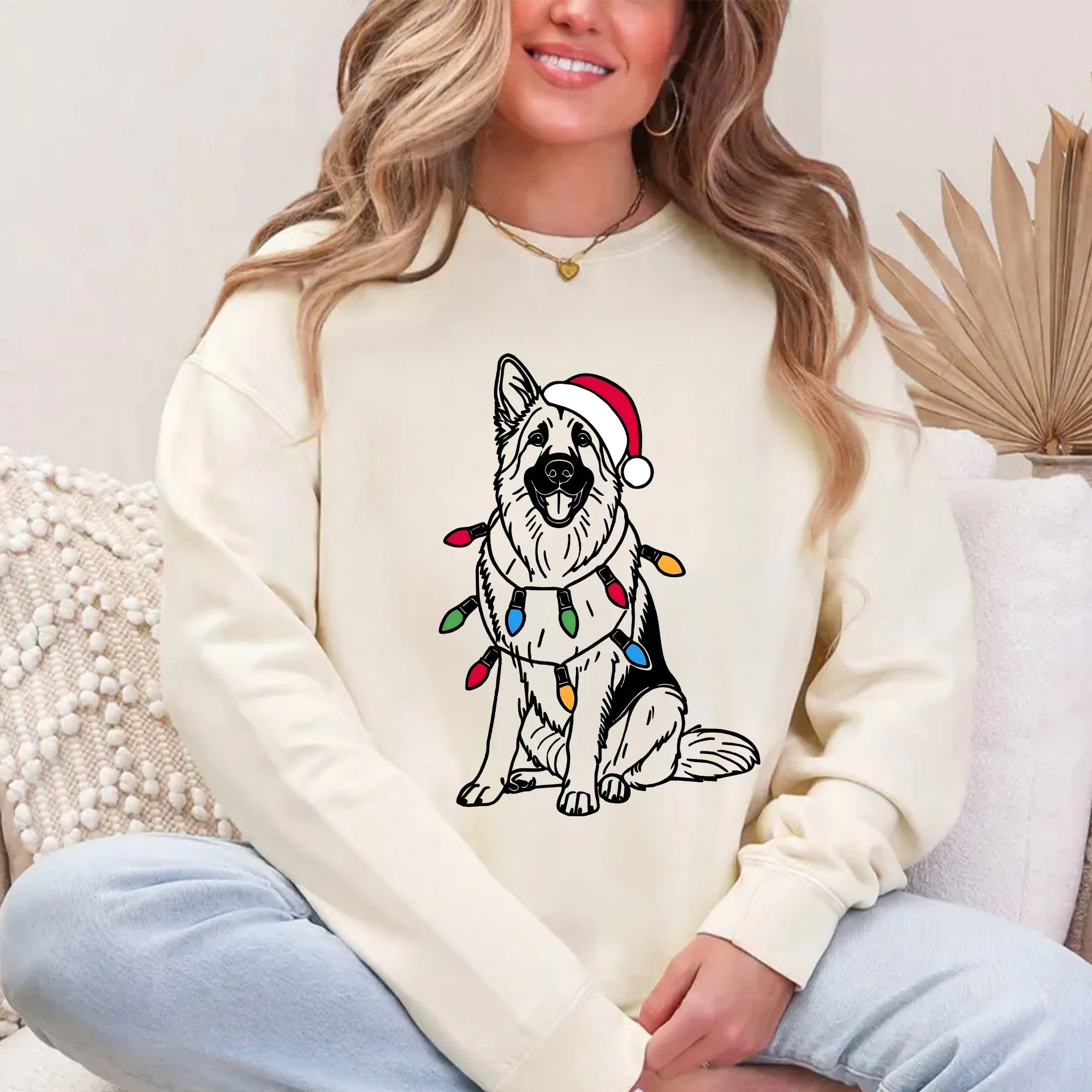 German Shepherd Christmas Sweatshirt | Santa Shepherd Dog Sweater | Ch