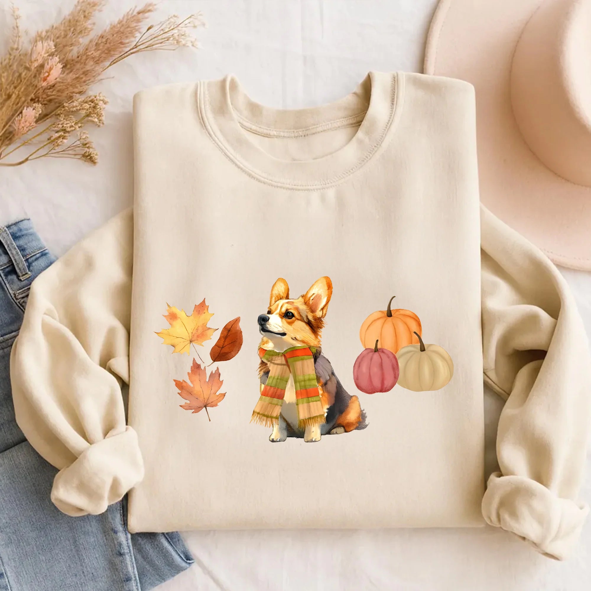 Corgi Fall Sweatshirt, Autumn Corgi Sweatshirt