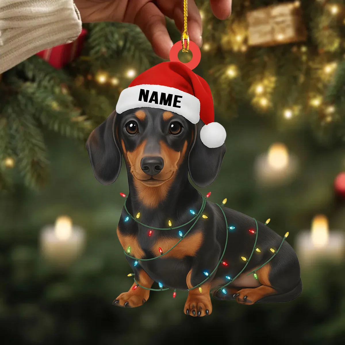Custom Dachshund Dog Christmas Ornament, Flat 2D Ornament