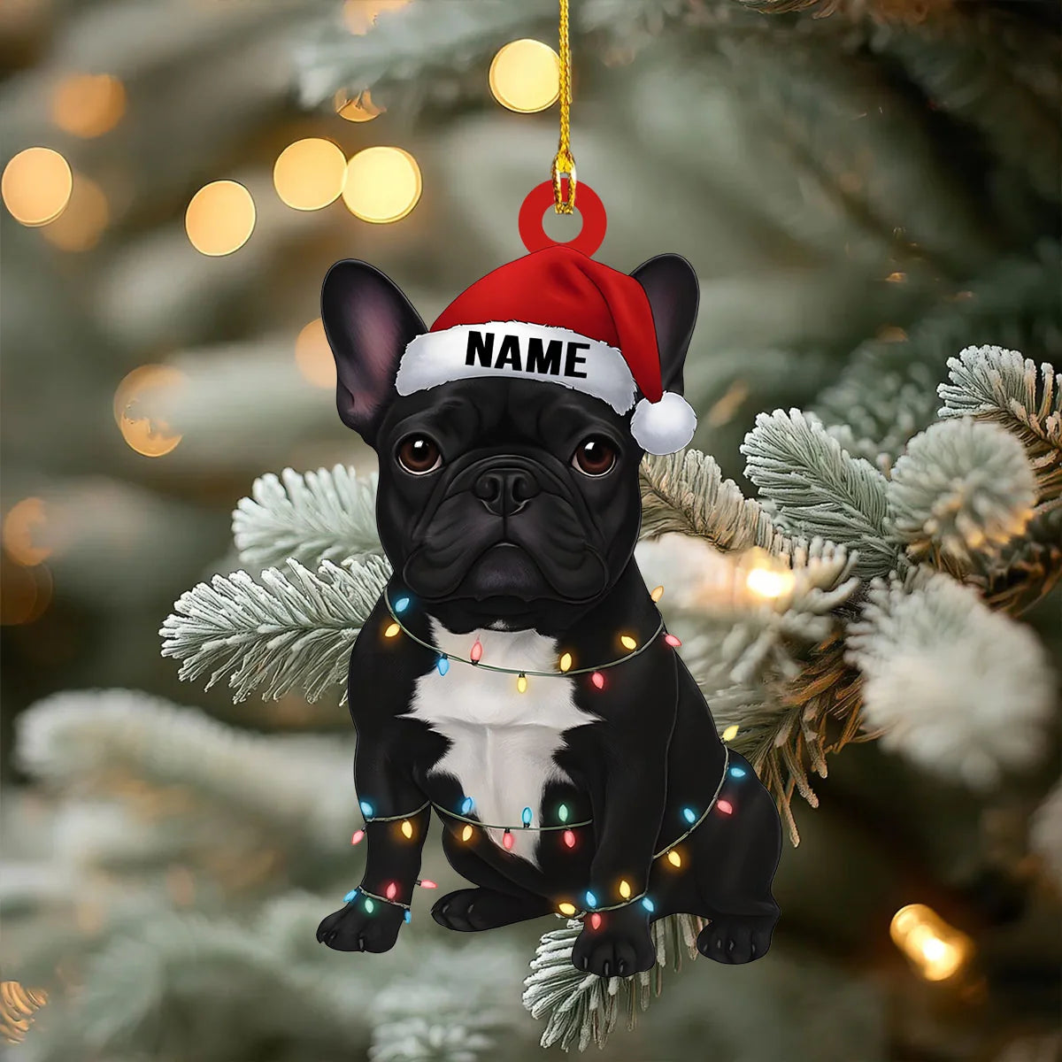 Custom French Bulldog Christmas Ornament, Flat 2D Ornament