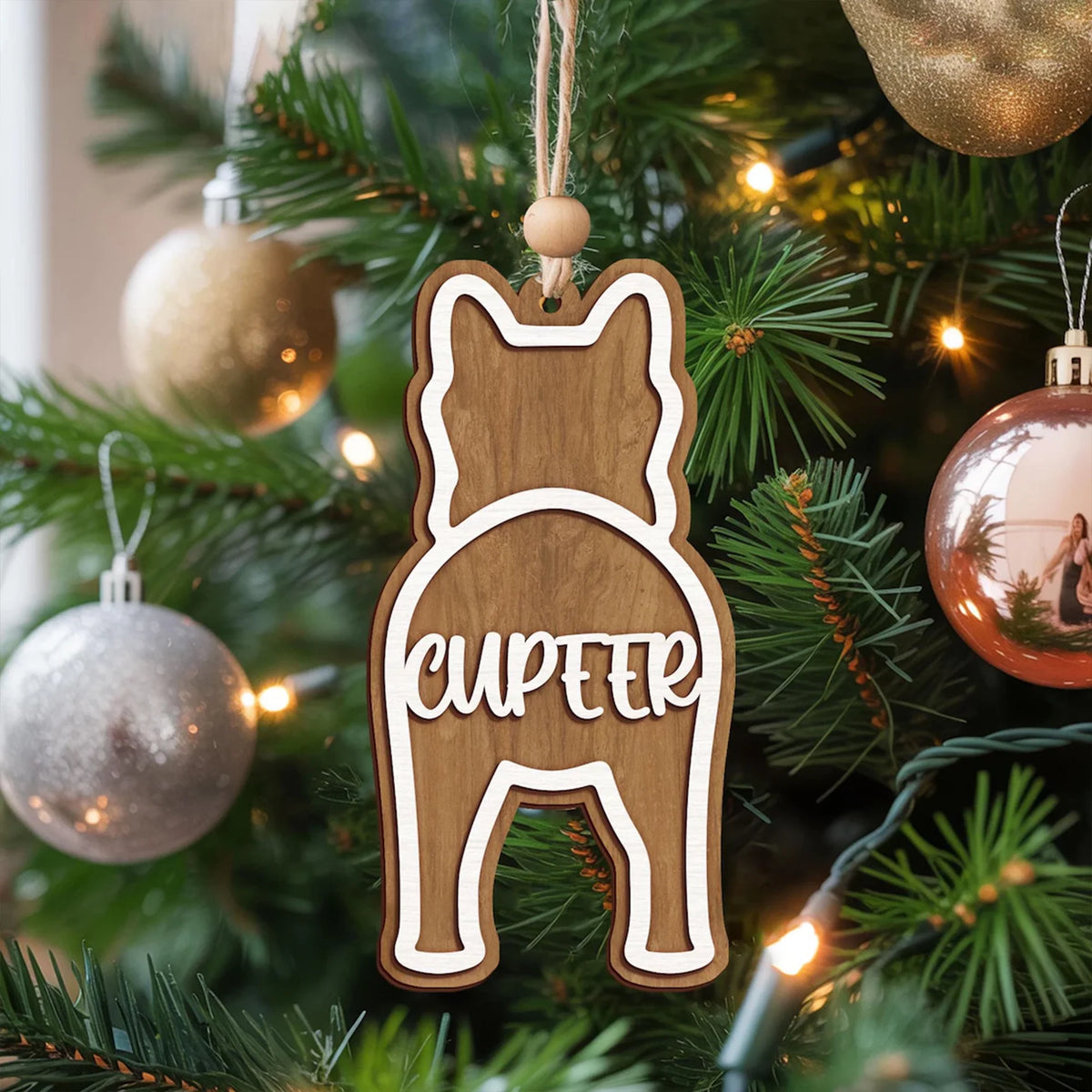 Dog Christmas Wooden Ornaments, Christmas Tree Dog Ornament