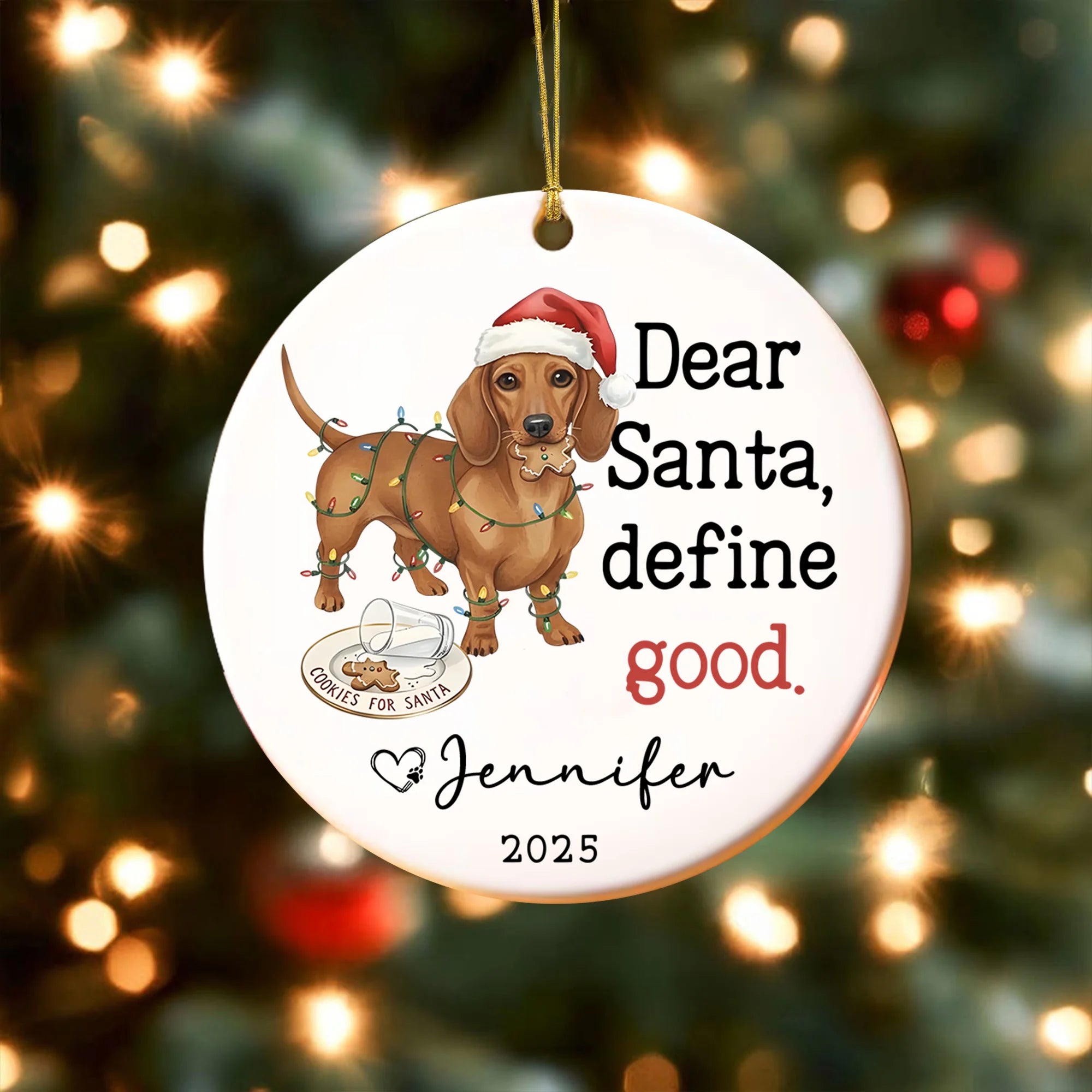 Dachshund Christmas Ornament Personalized 2025 Funny Dog Breed Gifts