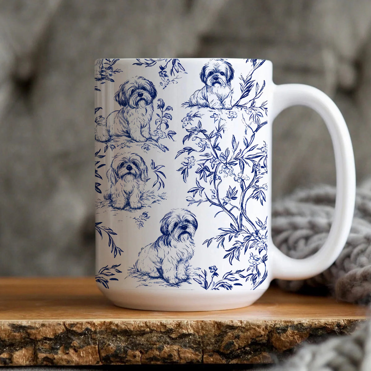 Shih Tzu Toile De Jouy Coffee Mug Dog Lovers Person Mug Custom Pet