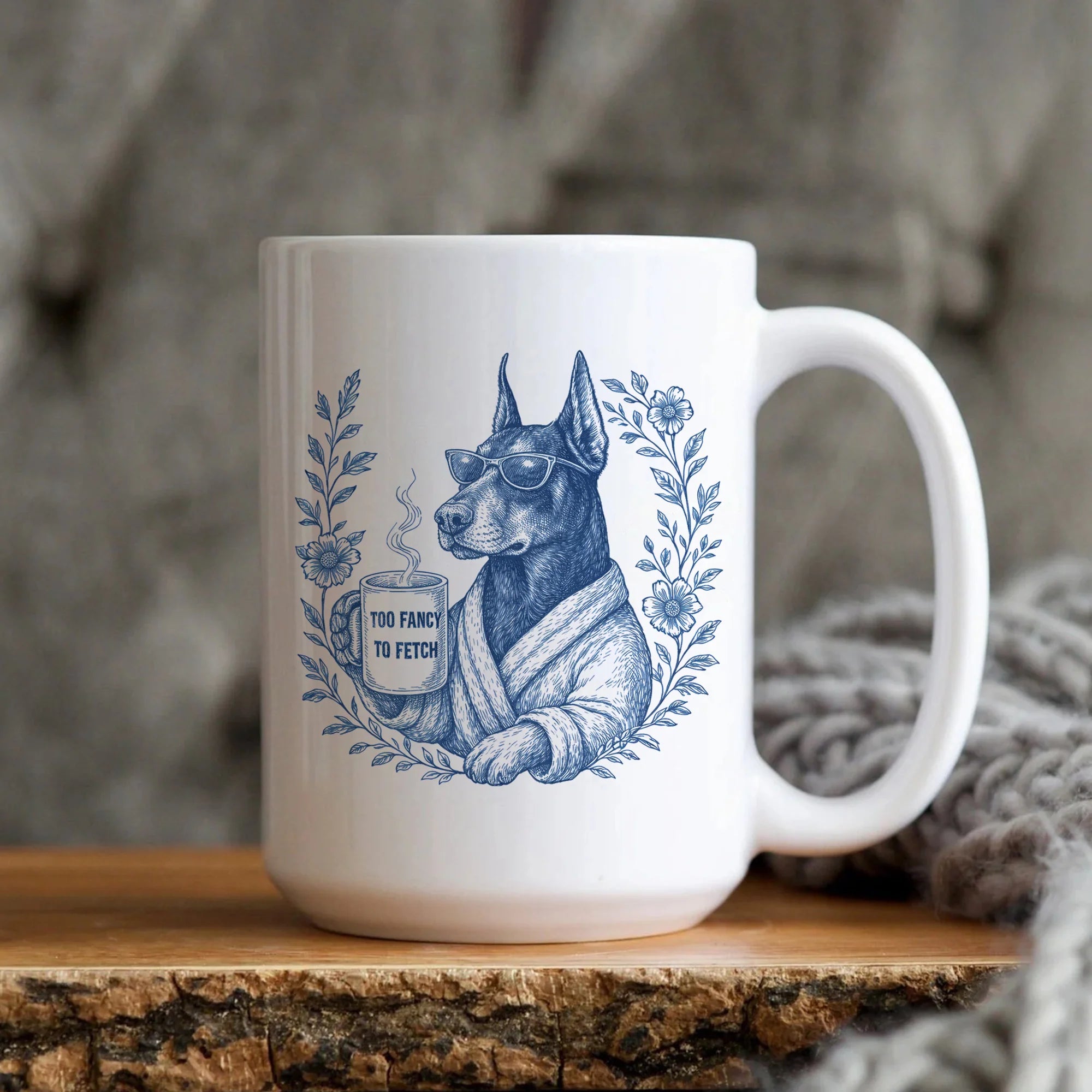 Doberman Mom Mug Toile De Jouy, Doberman Mug Funny Gift, Dog Mom Gift Idea